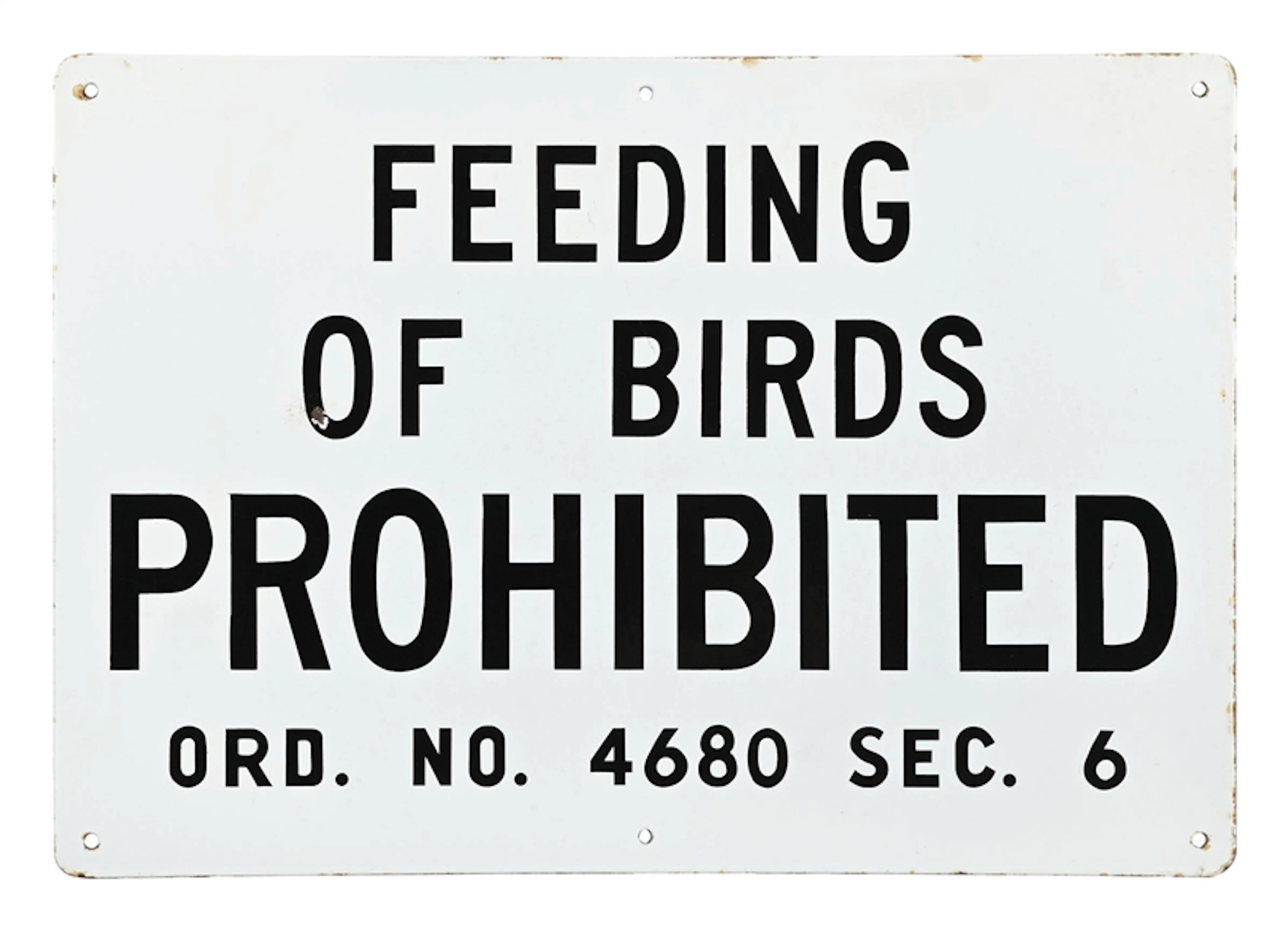 FEEDING OF BIRDS PROHIBITED PORCELAIN SIGN