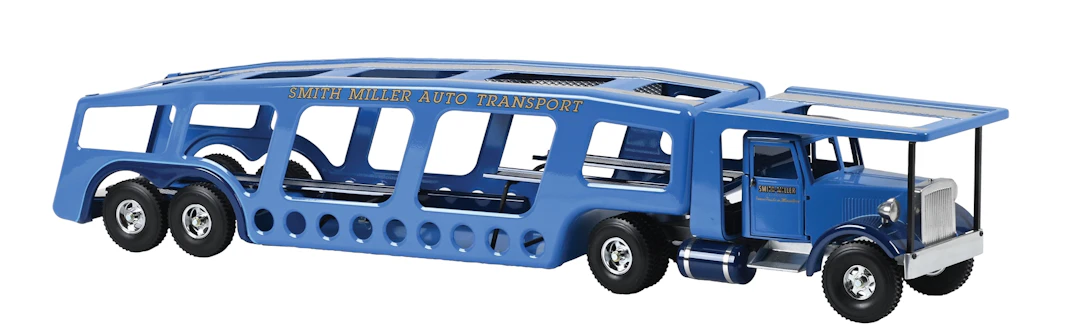SMITH-MILLER PRESSED STEEL BLUE CAR CARRIER W/ BOX