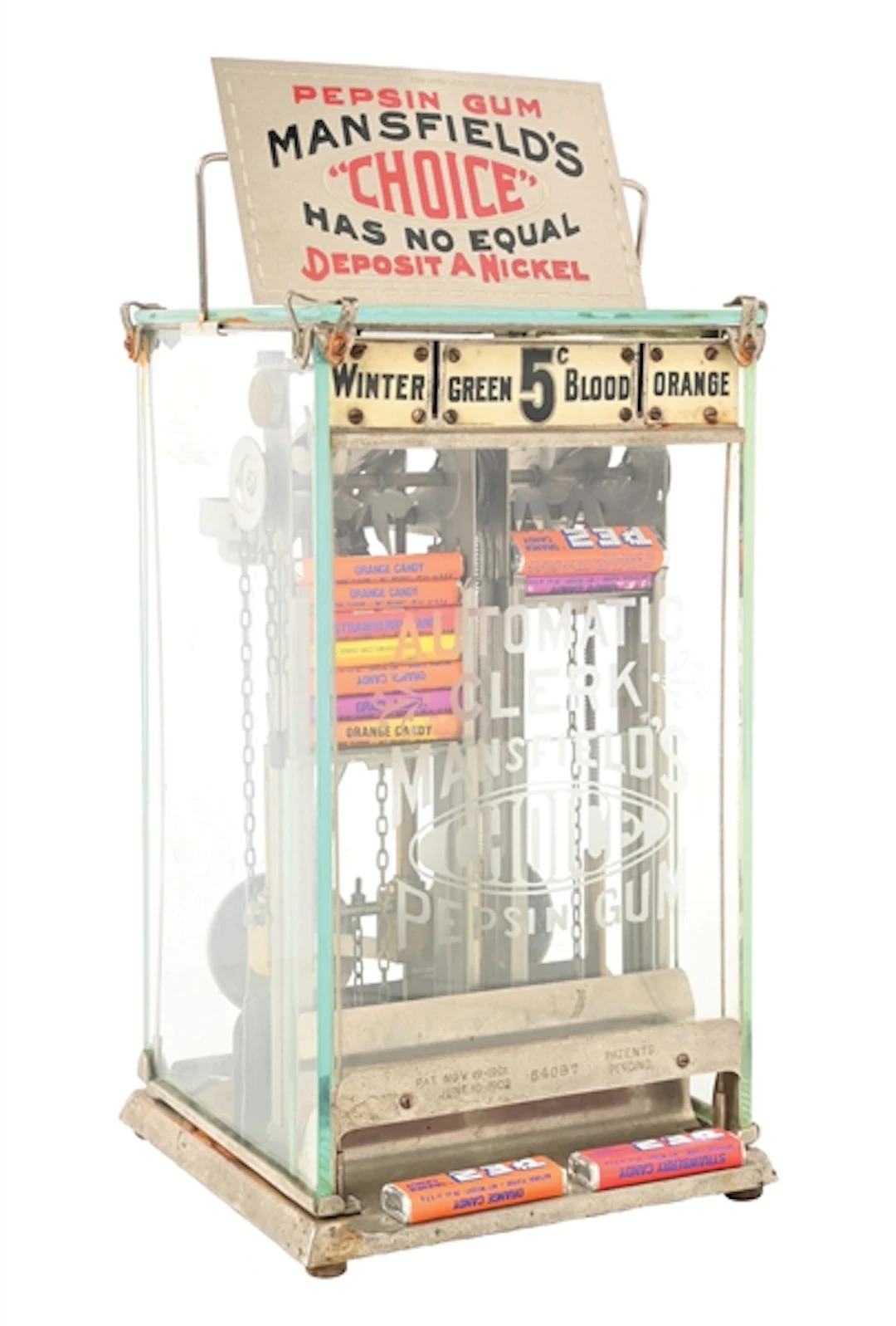 5¢ MANSFIELD AUTOMATIC CLERK PACKAGE GUM VENDING MACHINE