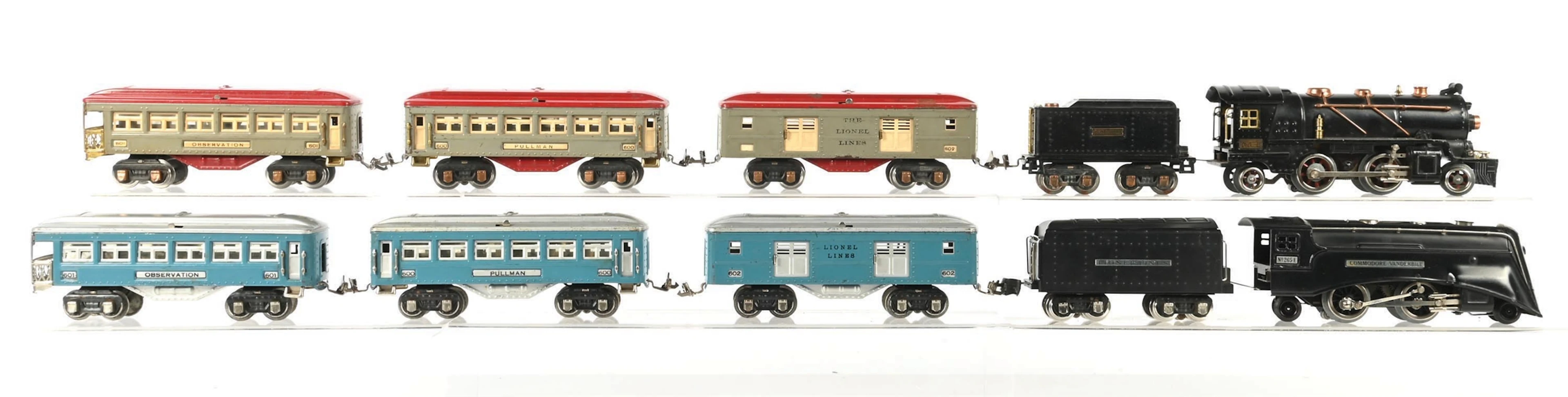 LOT OF 2: PRE-WAR LIONEL O-GA. NO. 262 AND NO. 265E STEAM PASSENGER SETS