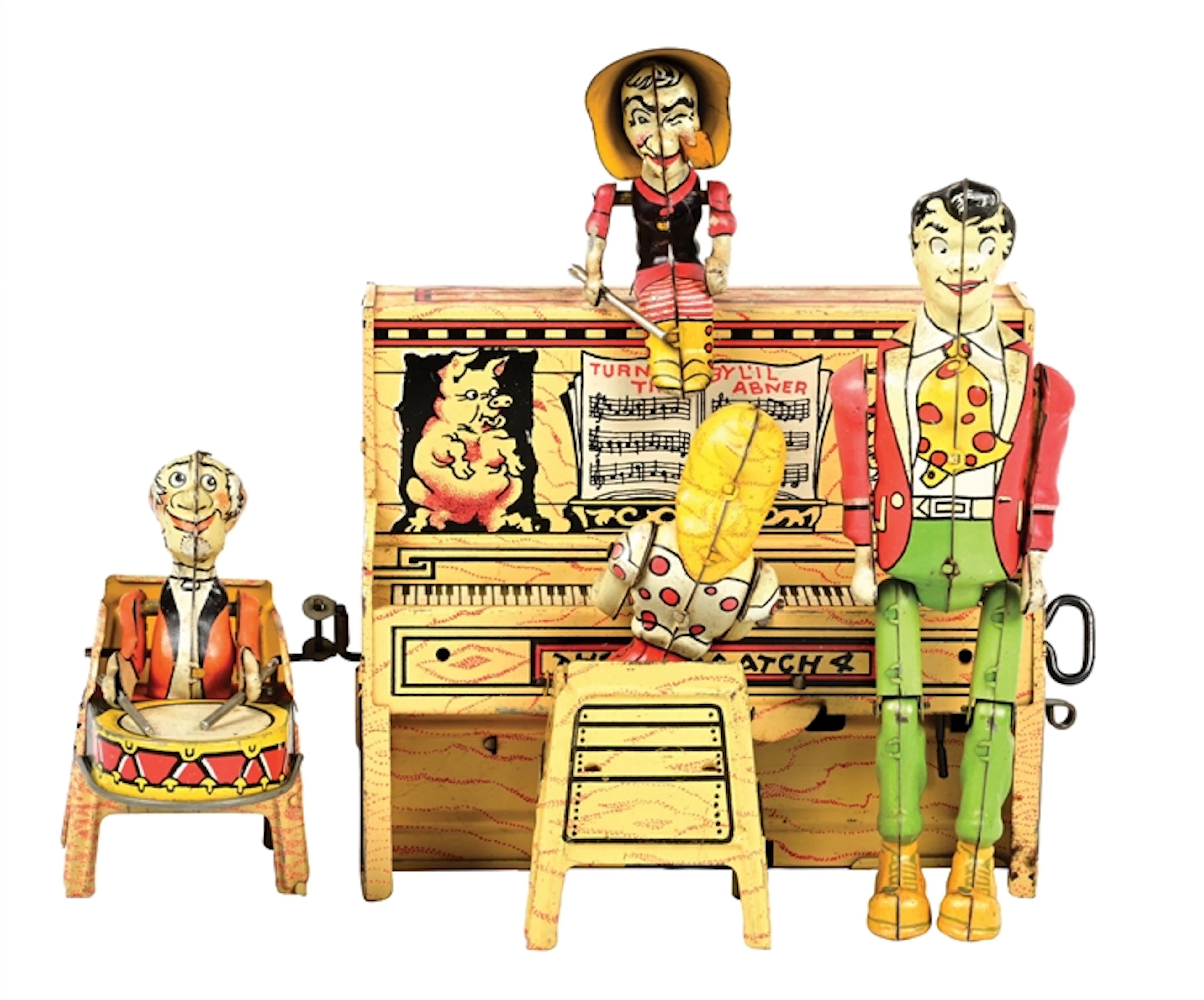UNIQUE ART MFG. CO. LIL ABNER DOGPATCH TIN WIND-UP TOY FUNCTIONAL