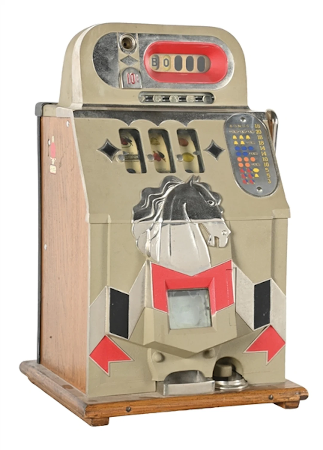 10¢ MILLS NOVELTY CO. HORSE HAED BONUS SLOT MACHINE