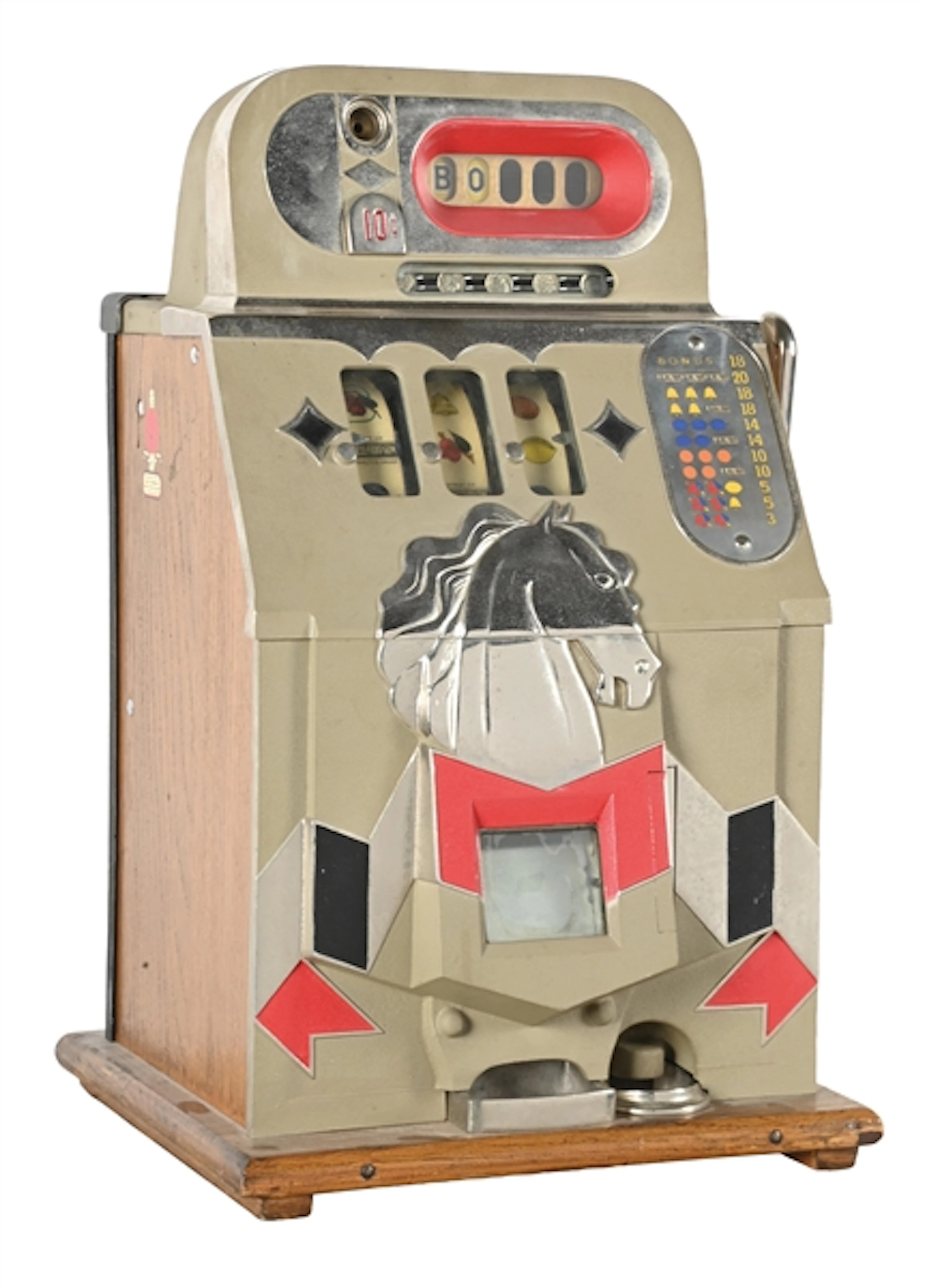 10¢ MILLS NOVELTY CO. HORSE HAED BONUS SLOT MACHINE