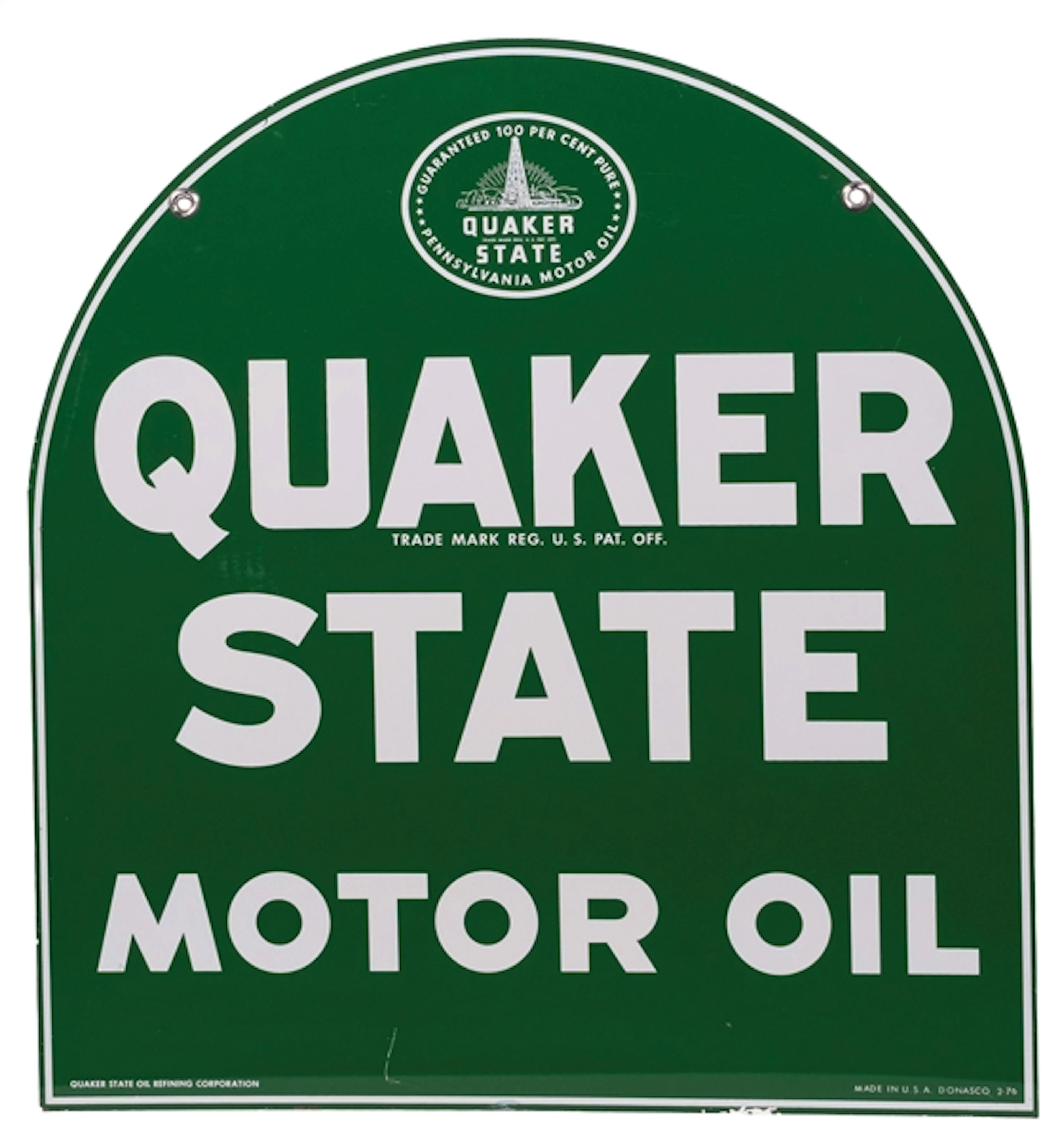 QUAKER STATE MOTOR OIL CURB SIGN