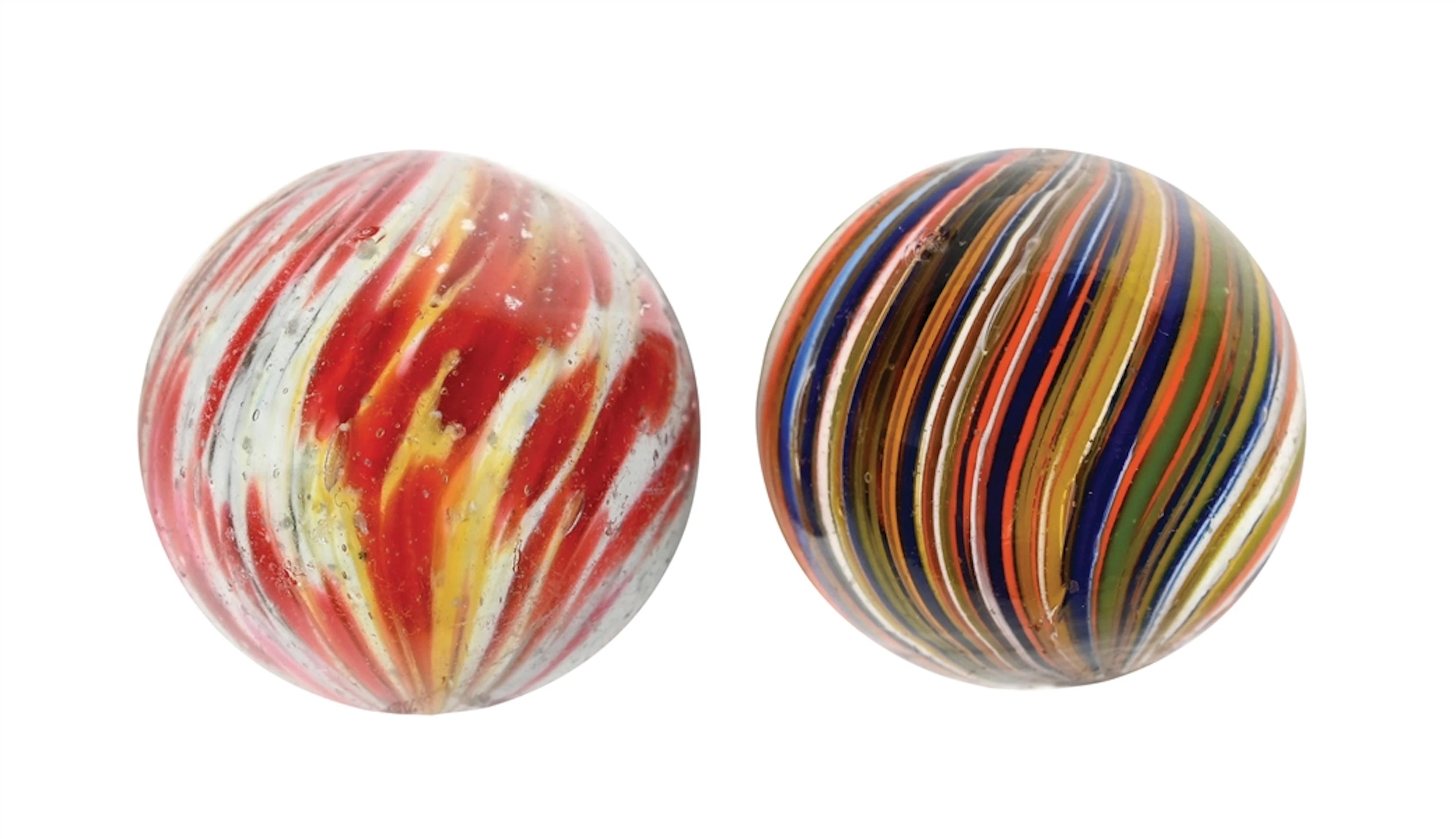 LOT OF 2: HANDMADE SWIRL MARBLES