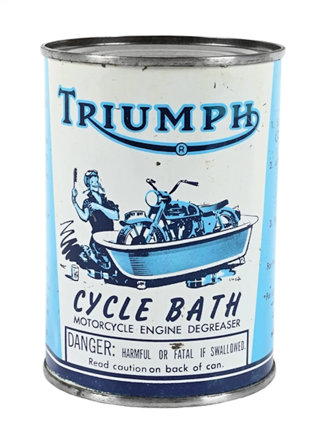 TRIUMPH CYCLE BATH MOTORCYCLE ENGINE DEGREASER ONE PINT CAN
