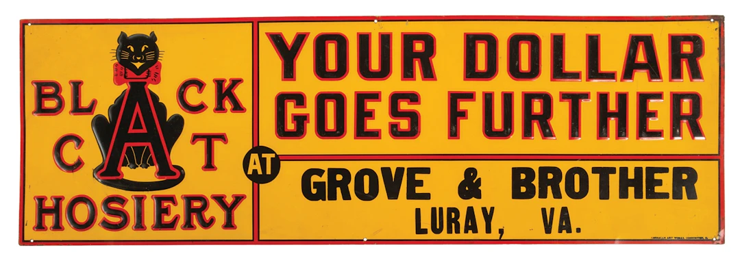 BLACK CAT HOSIERY SIGN