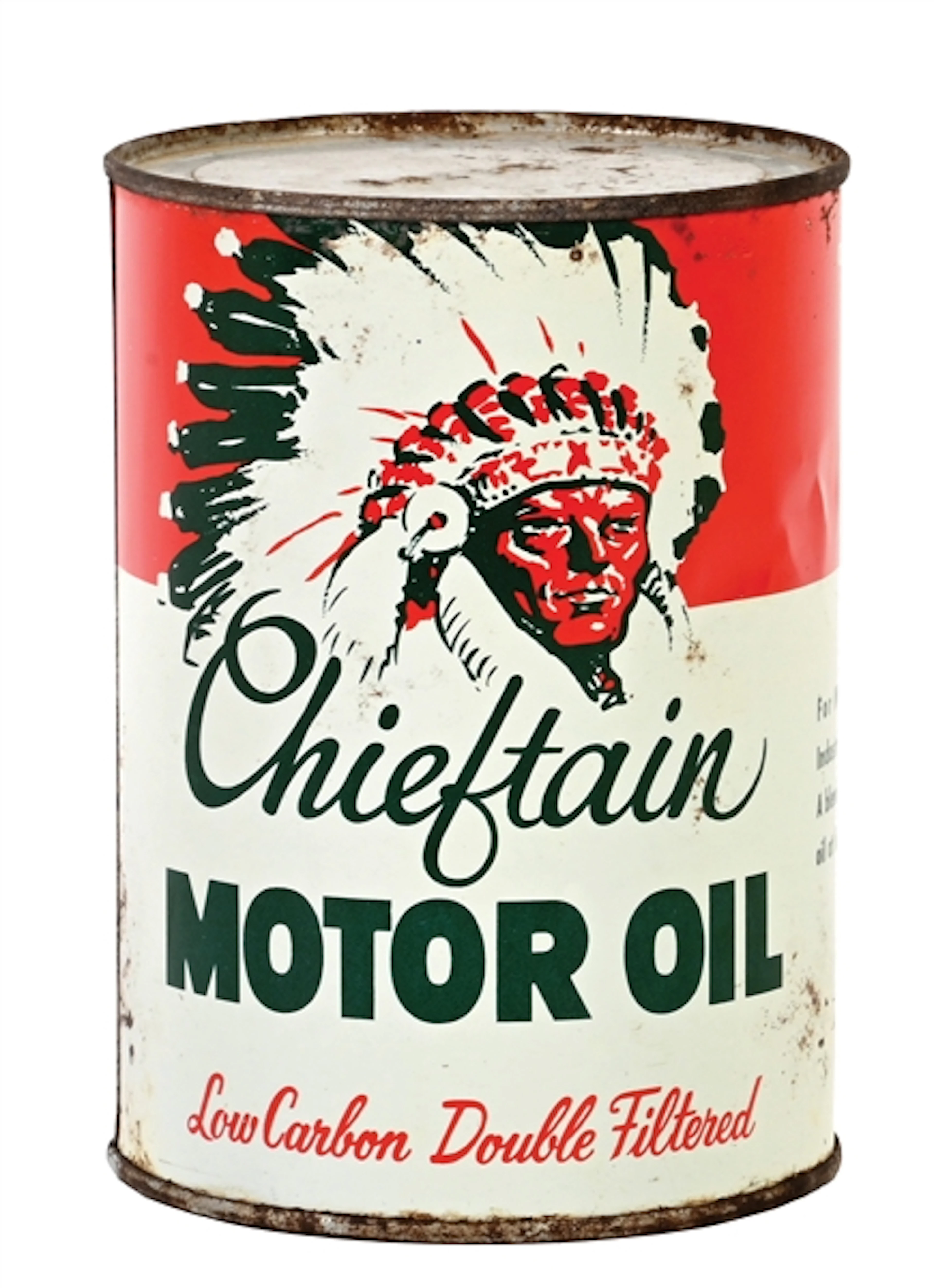 RARE CHIEFTAIN MOTOR OIL ONE QUART CAN W/ INDIAN GRAPHIC.