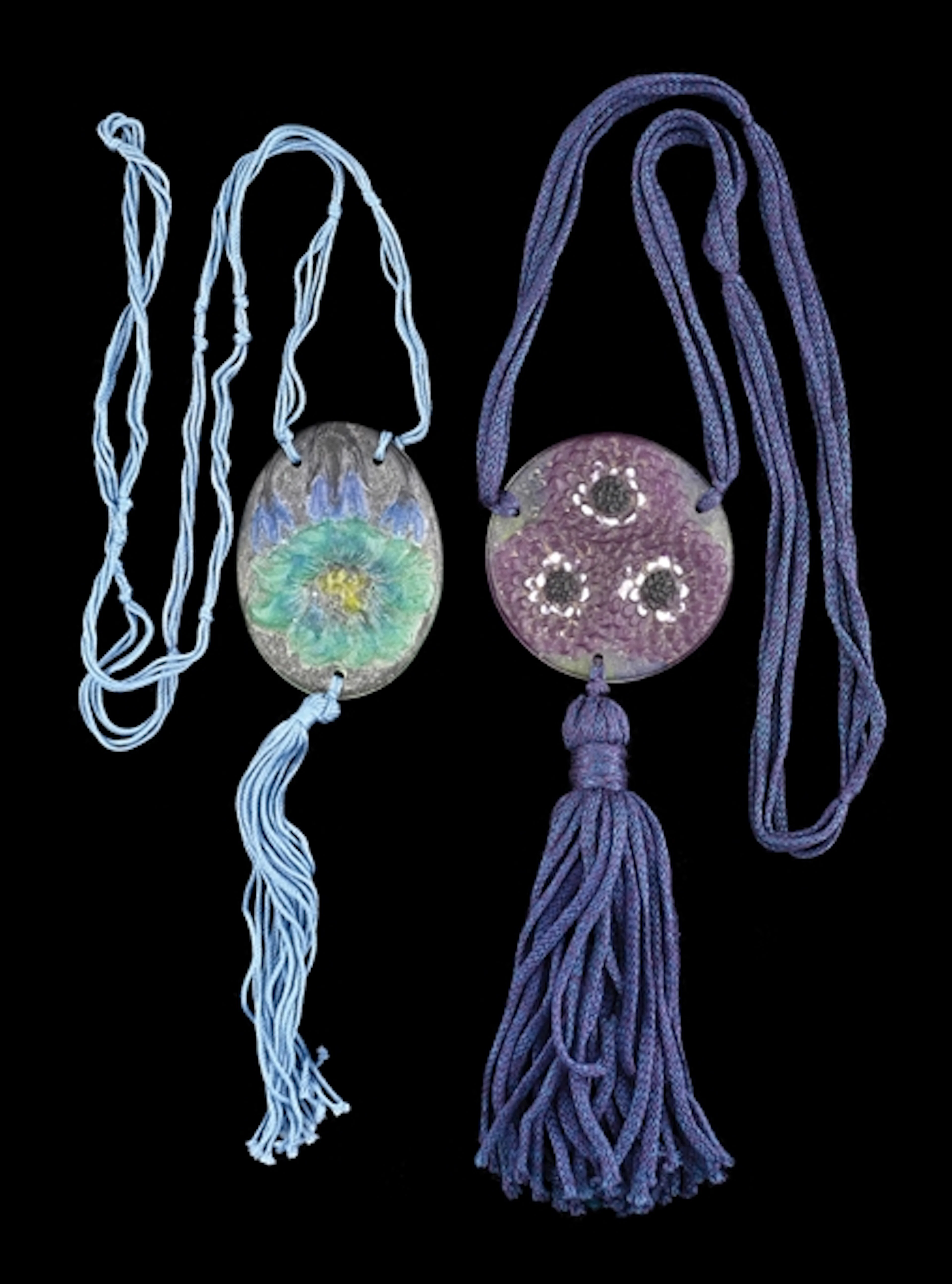 COLLECTION OF 2: G. ARGY ROUSSEAU PATE DE VERRE PENDANTS