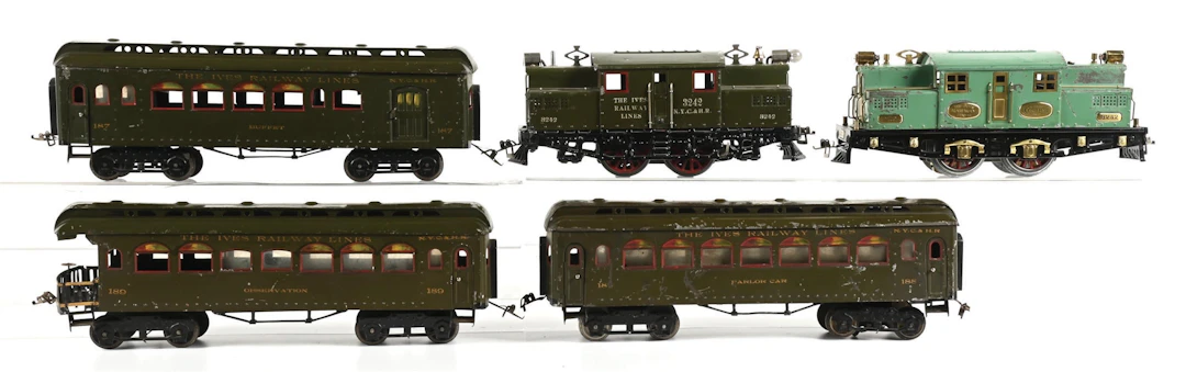 LOT OF 5: IVES STD-GA. 3242, NO. 187, 189, & 189 PASSENGER SET & EXTRA