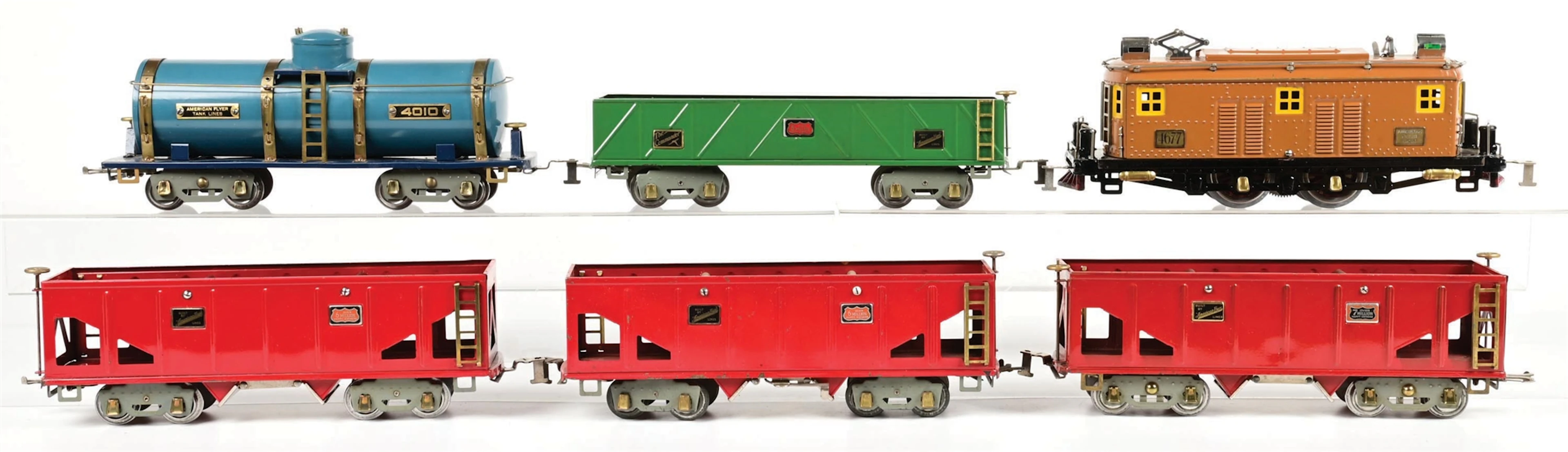 LOT OF 6: PRE-WAR AMERICAN FLYER STANDARD GA. NO. 4677 ELECTRIC LOCOMOTIVE