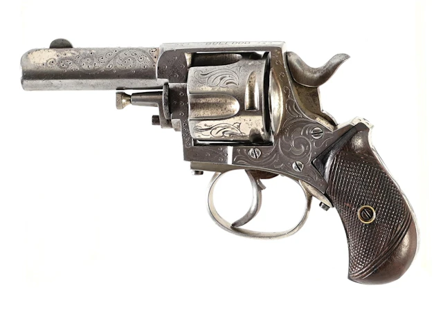 (A) ENGRAVED BRITISH BULLDOG DOUBLE ACTION .44 REVOLVER.