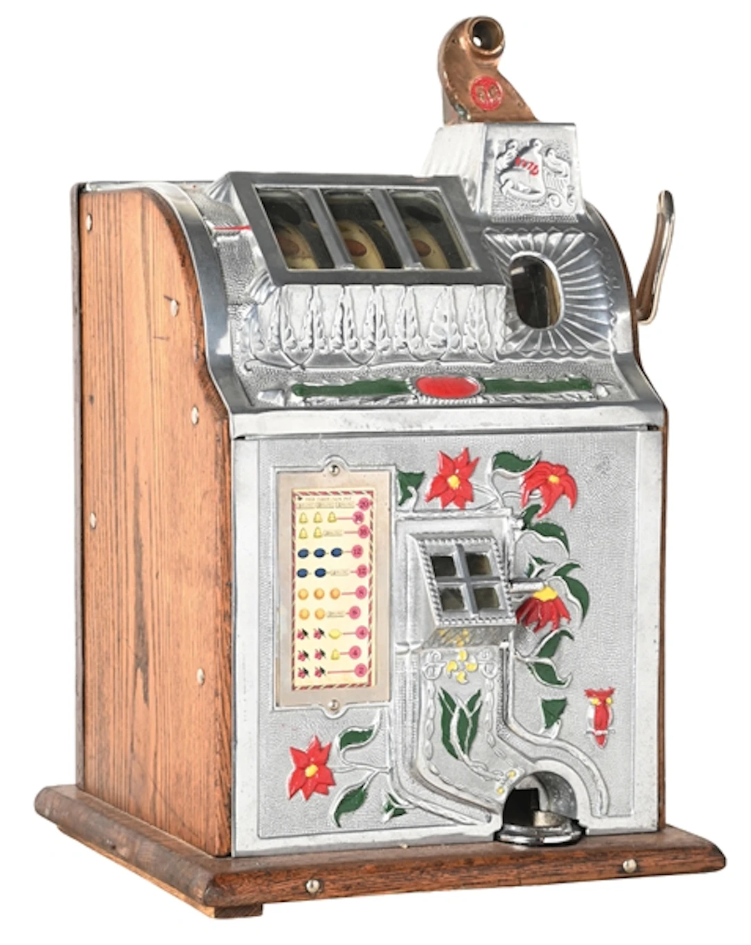 5¢ MILLS NOVELTY CO. POINSETTIA JACKPOT SLOT MACHINE