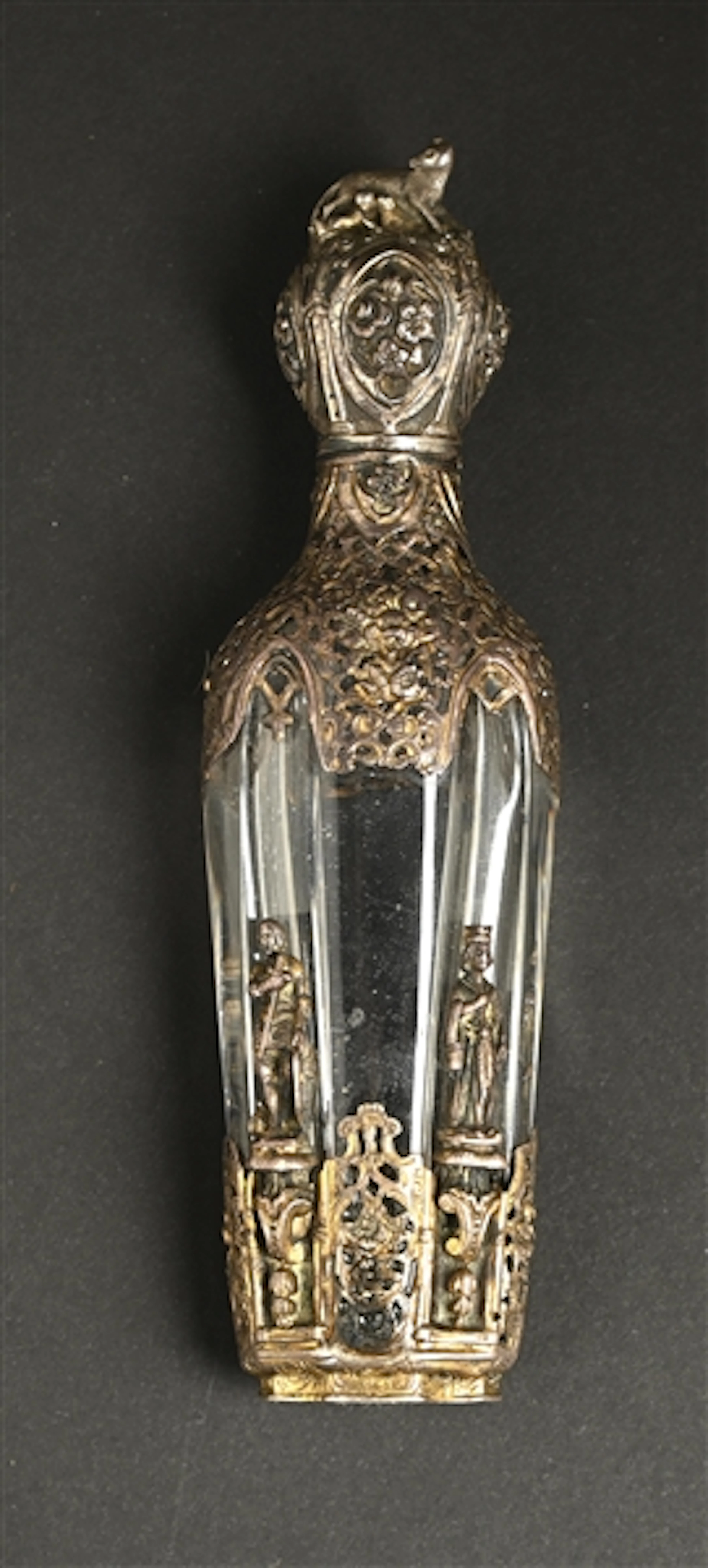 FRENCH CUT GLASS WITH STERLING SILVER OVERLAY PERFUME BOTTLES