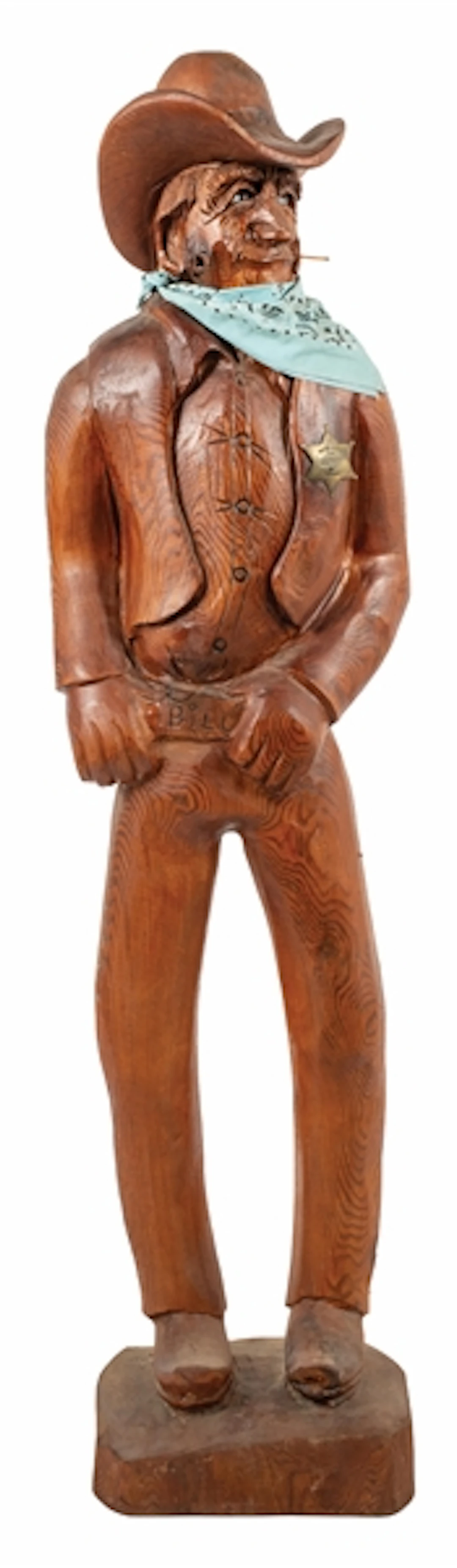CARVED WOODEN COWBOY NAMED BILL