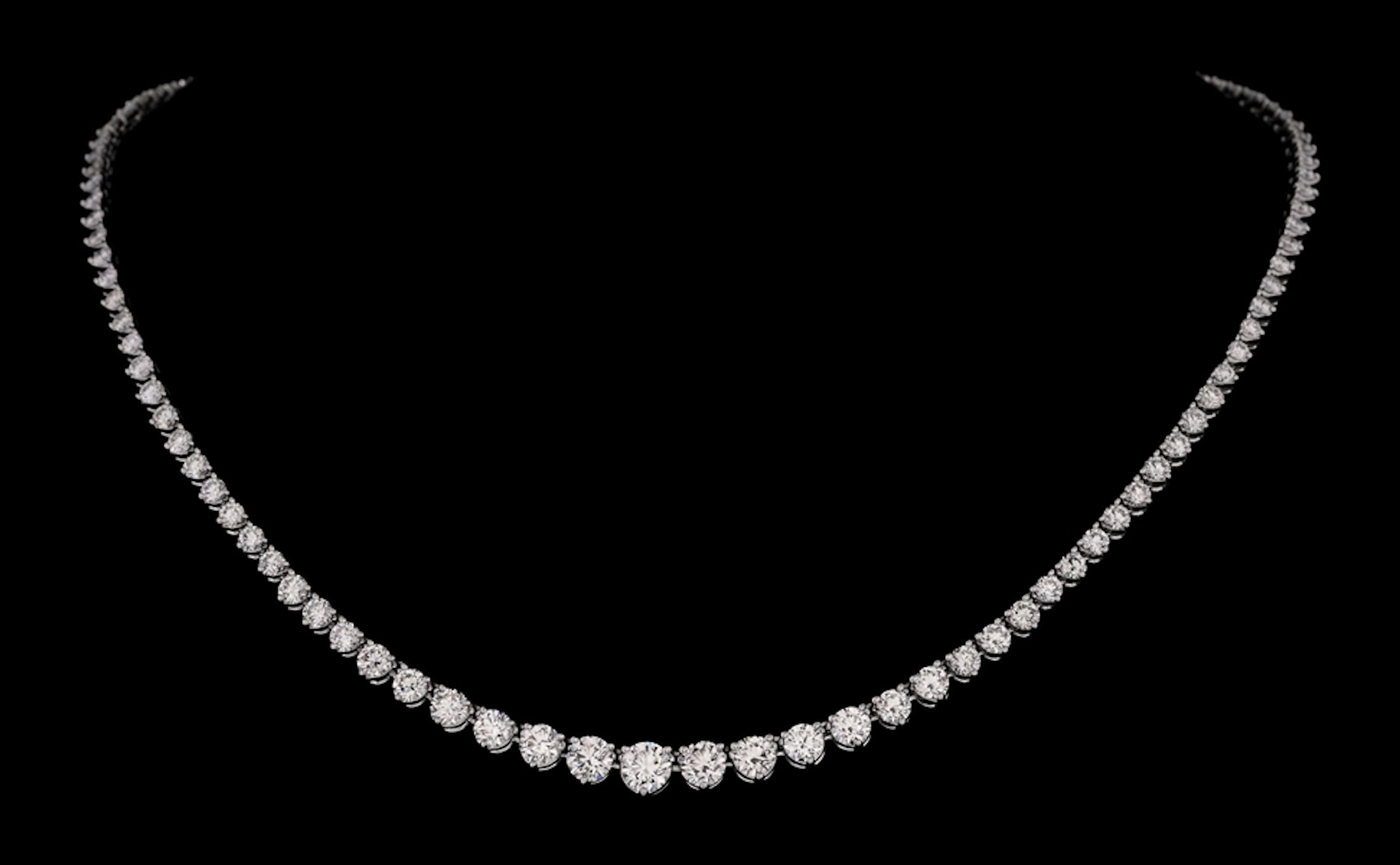 14K WHITE GOLD 10CT TW DIAMOND RIVIERA NECKLACE