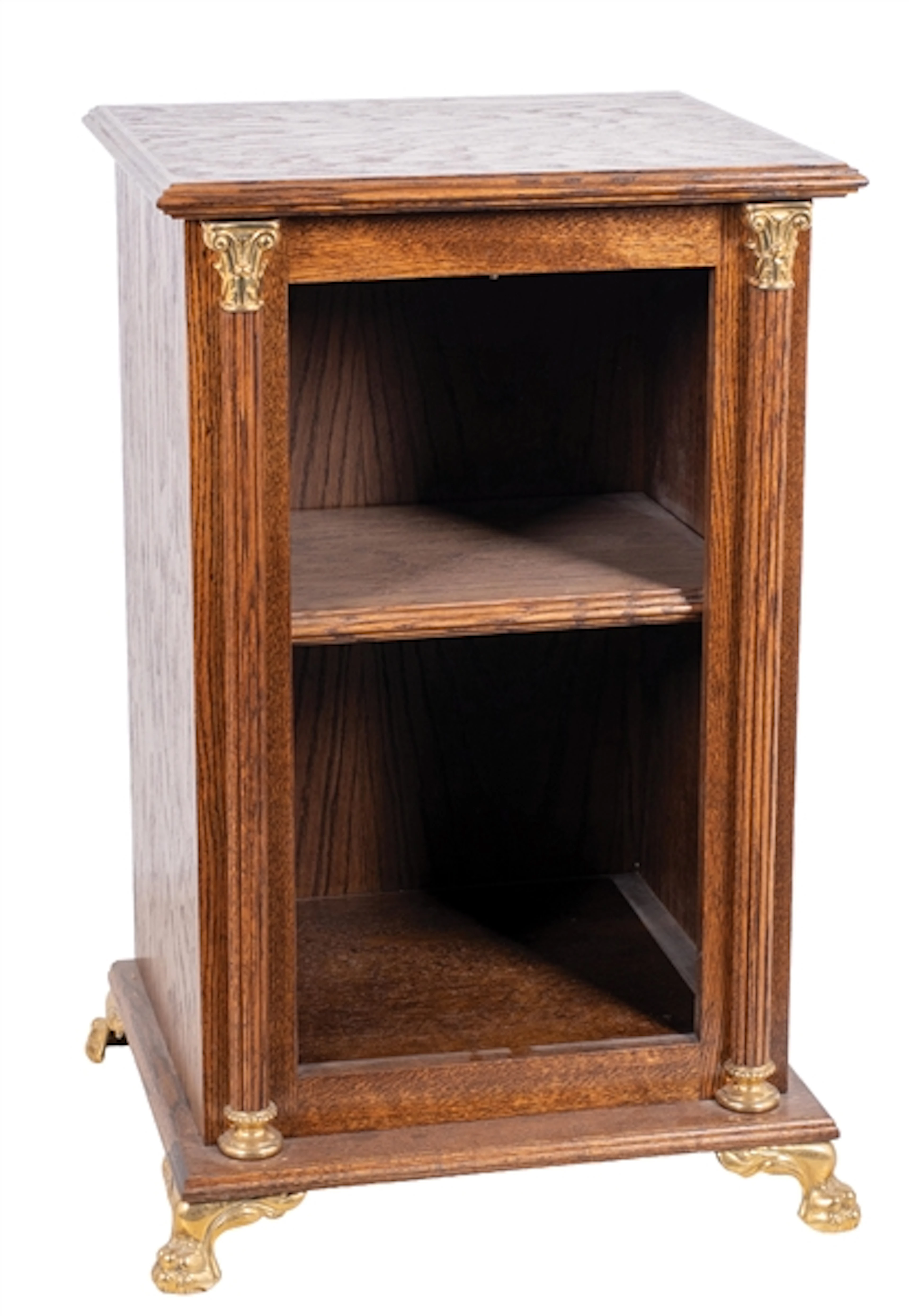 CONTEMPORARY OAK SLOT MACHINE STAND WITH OPEN FRONT AND SHELF