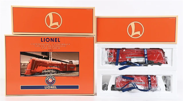 LIONEL O-GA. 6-28012 COMMODORE VANDERBILT STEAM LOCOMOTIVE AND TENDER IN RED