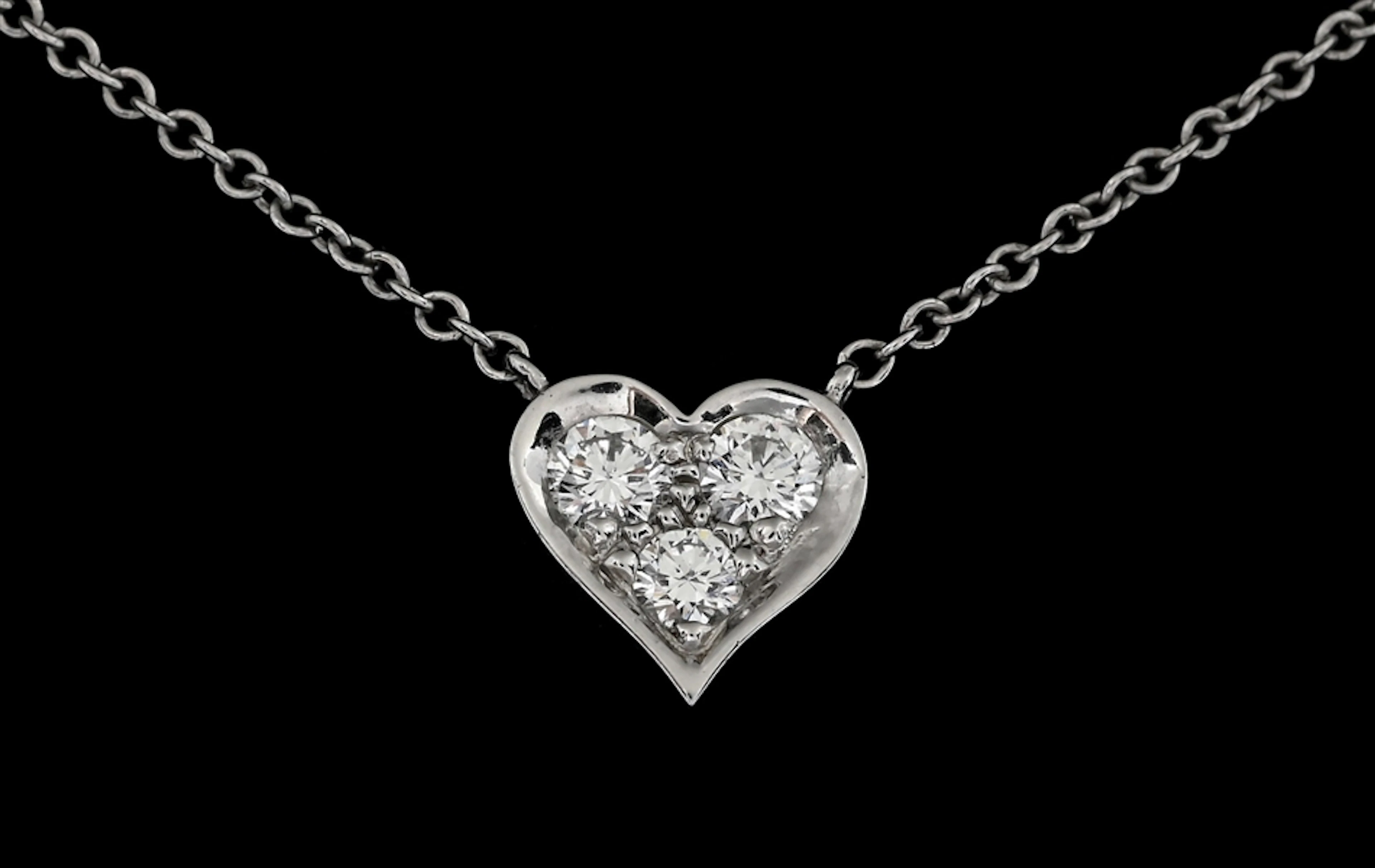 TIFFANY & CO PLATINUM & DIAMOND HEART NECKALCE