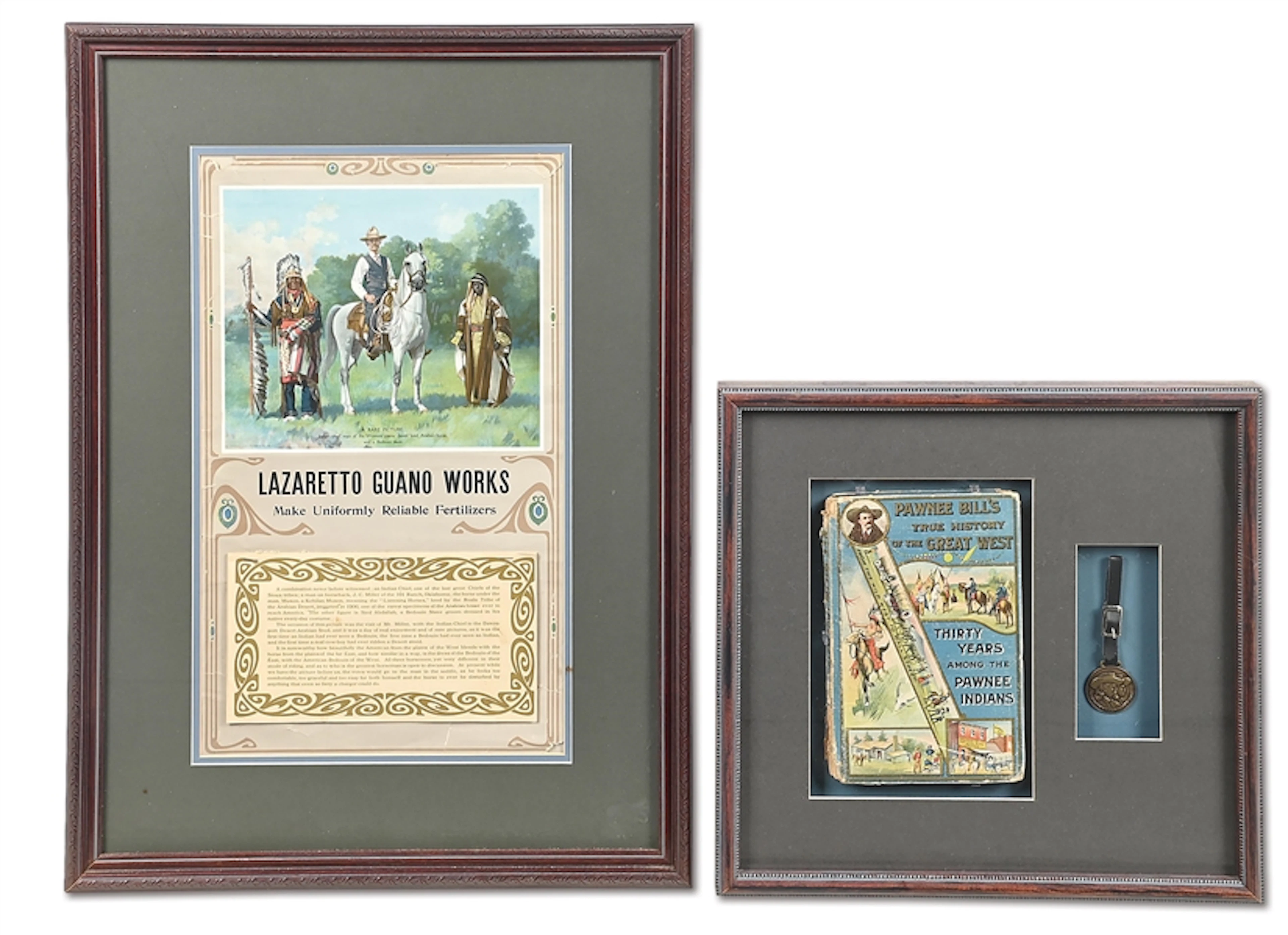 LOT OF 2 PROFESSIONALLY FRAMED 101 RANCH RELATED DISPLAYS