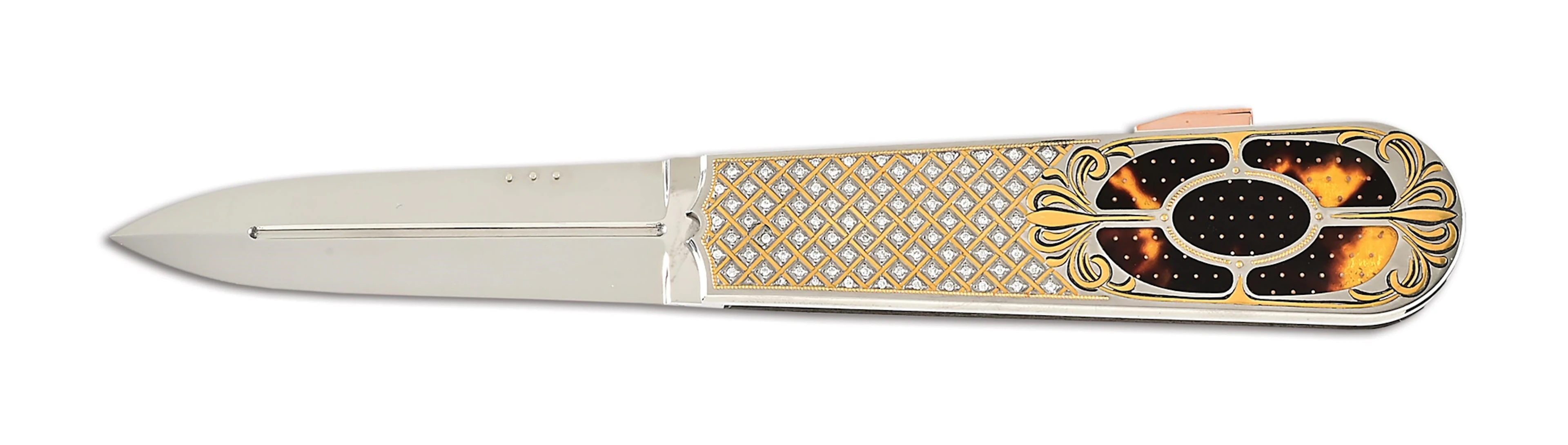 ANTONIO FOARIZZU DIAMOND ENCRUSTED PIQUED LOCKBACK DAGGER ENGRAVED