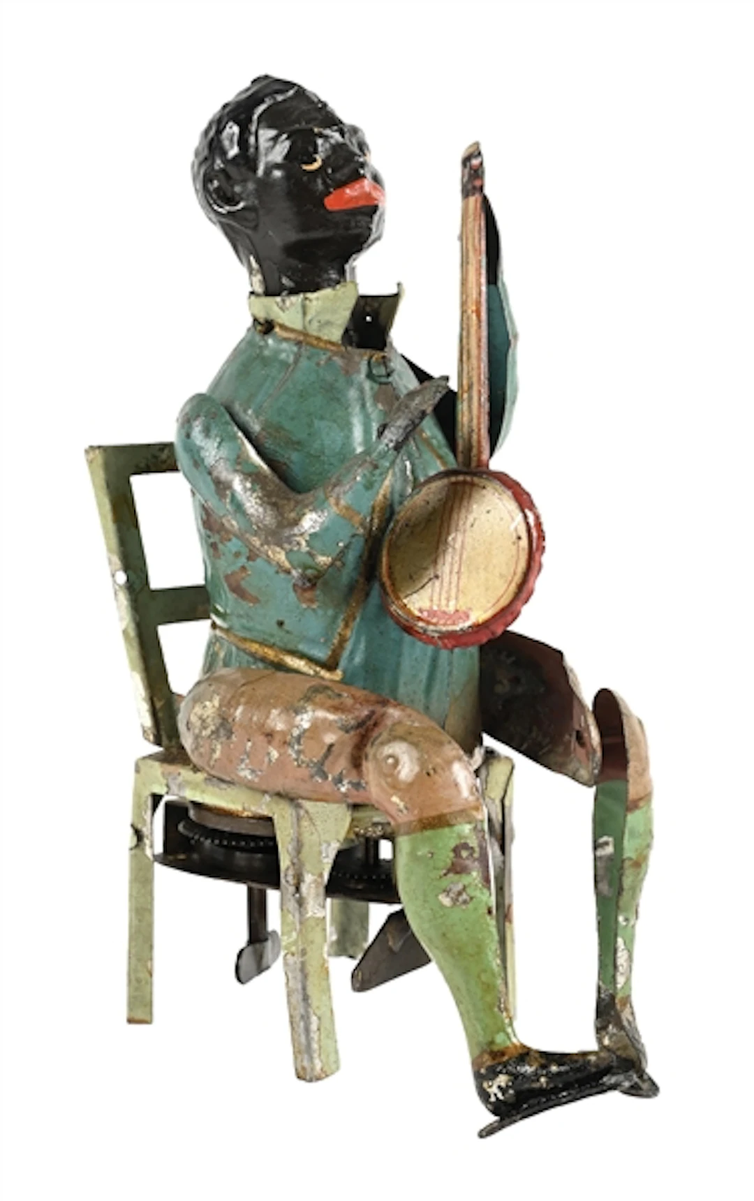 GUNTHERMANN GERMAN HAND-PAINTED TIN WIND-UP BANJO PLAYER