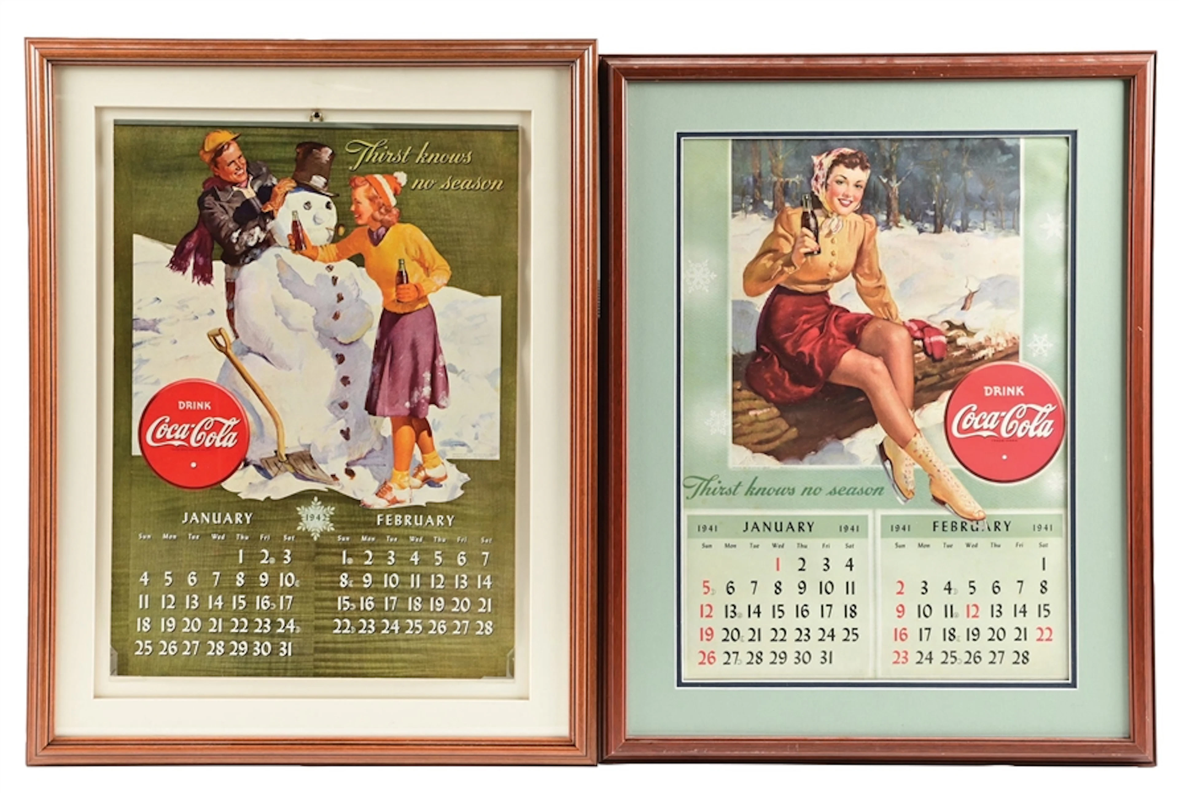 COLLECTION OF 2: 1941-1942 COCA-COLA CALENDARS