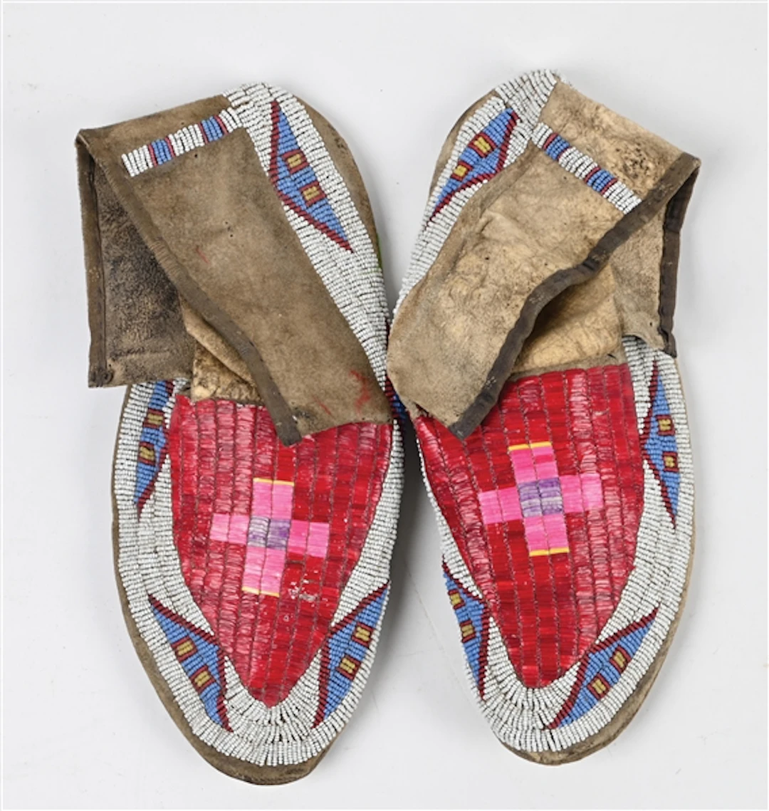 SIOUX (LAKOTA) BEADED & QUILLED MOCCASINS