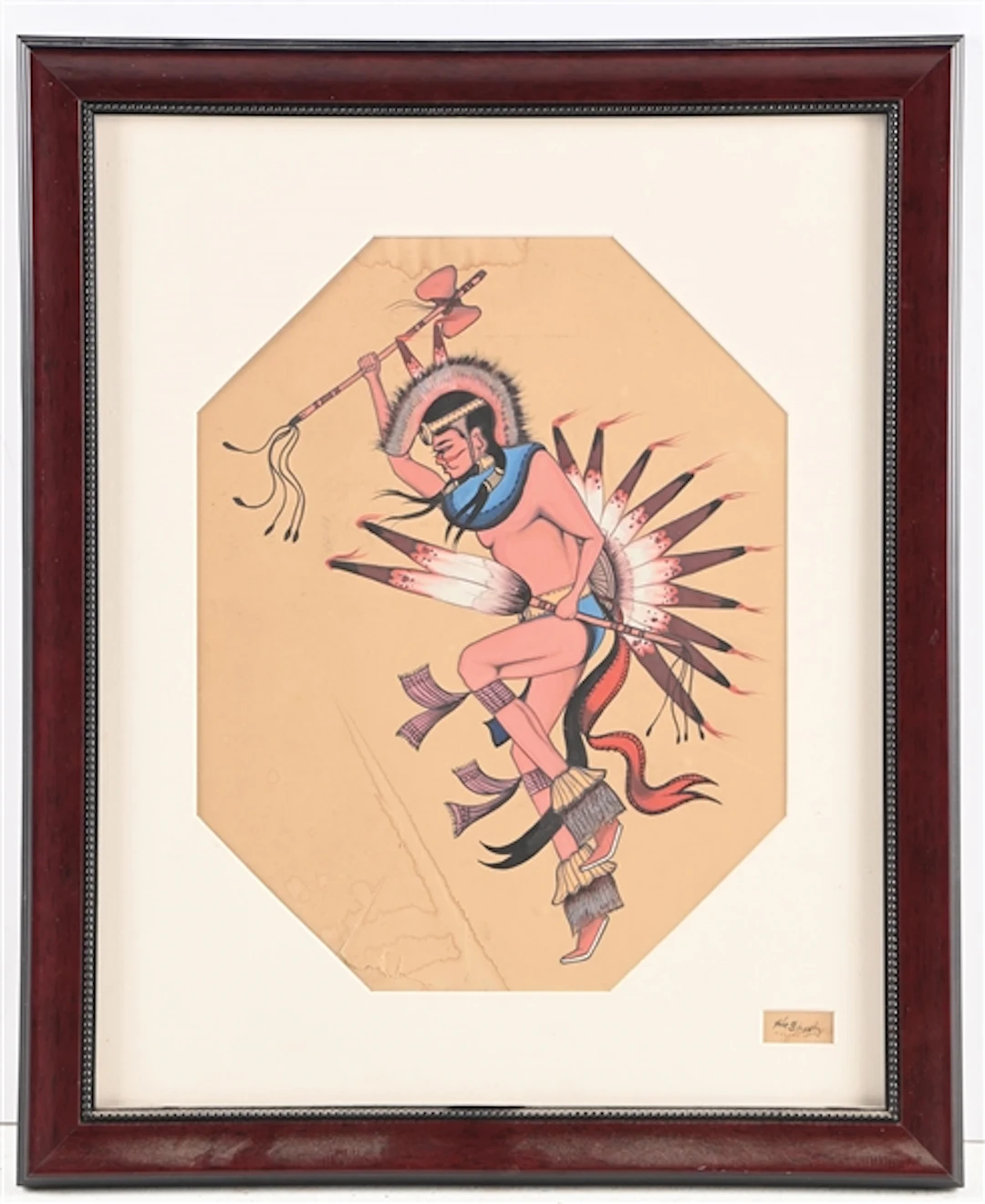 VINTAGE NATIVE AMERICAN PAINTING OF FANCY DANCER