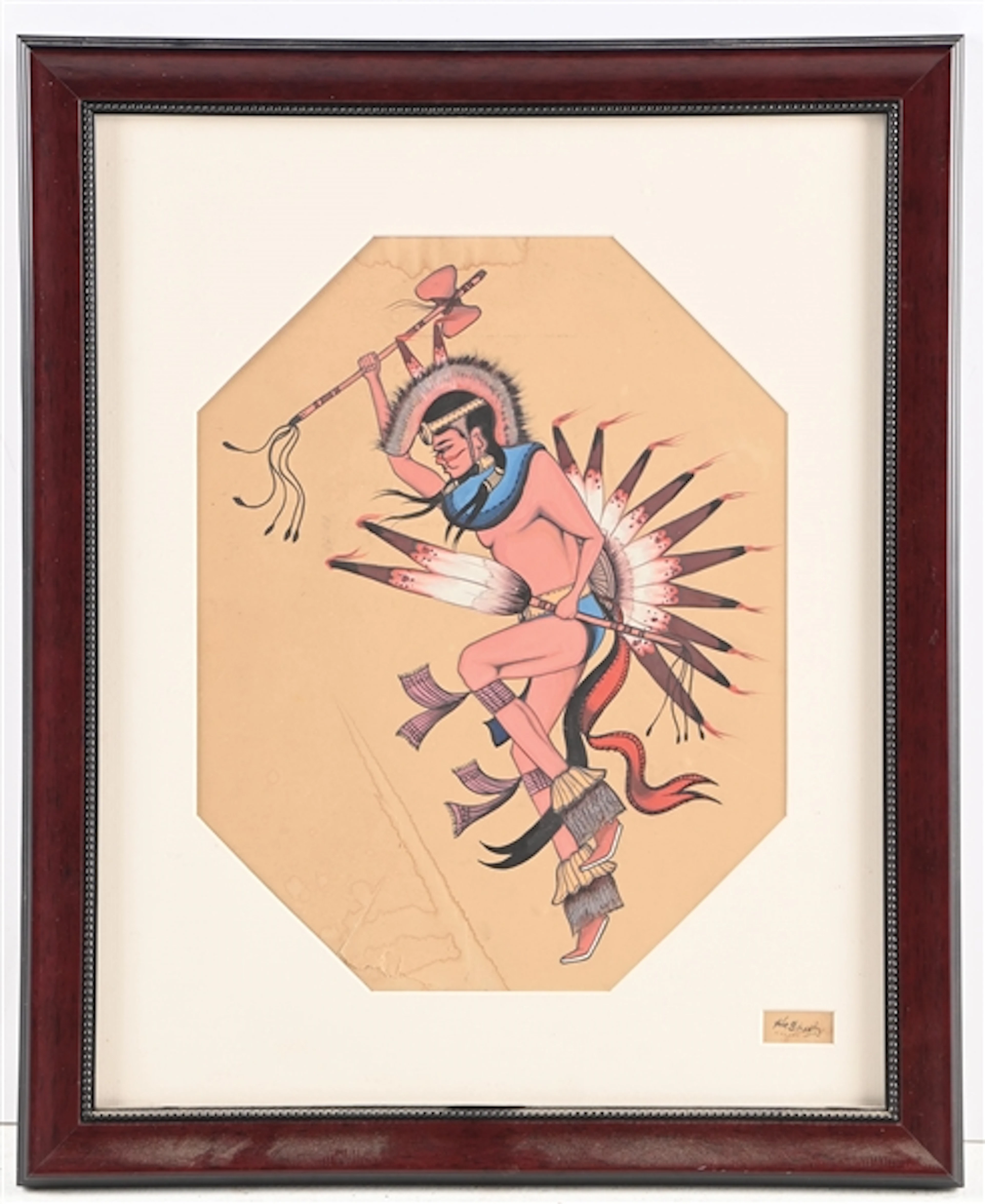 VINTAGE NATIVE AMERICAN PAINTING OF FANCY DANCER