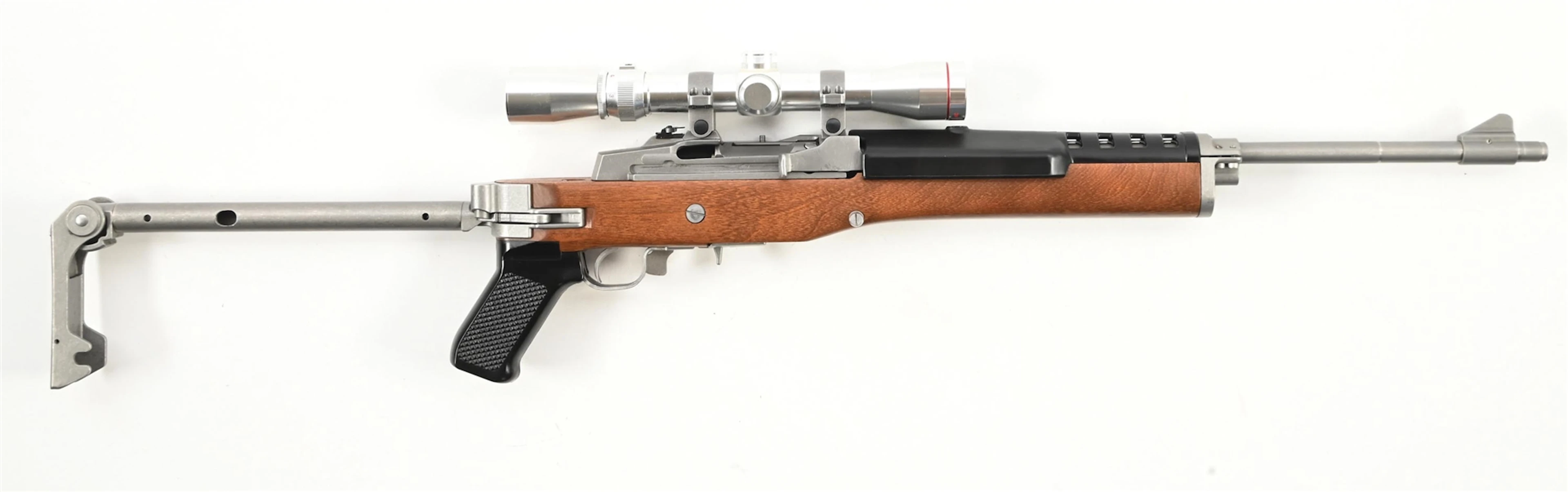 (M) STAINLESS FOLDING STOCK RUGER MINI 14 SEMI-AUTOMATIC RIFLE WITH