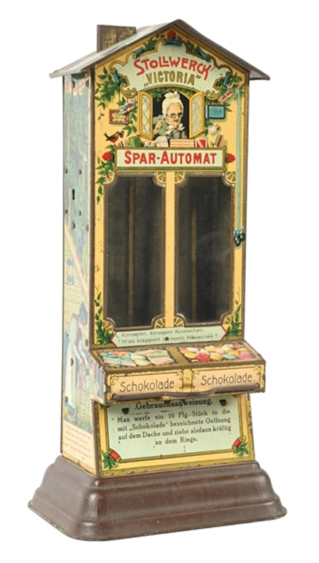 STOLLWERCK "VICTORIA" GERMAN TIN LITHO VENDING CANDY CONTAINER
