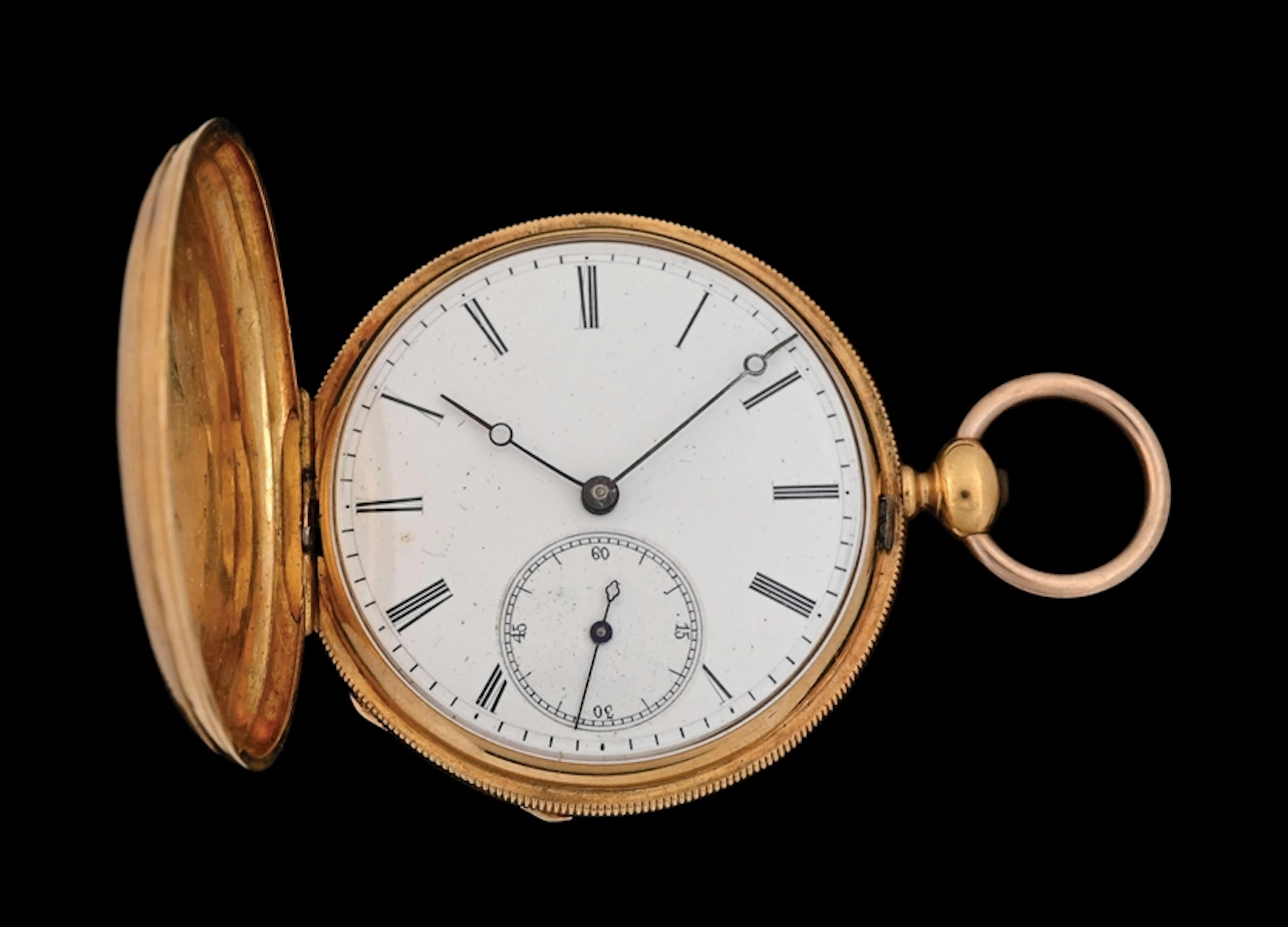 18K GOLD ERNEST FRANCILLON H/C HARRISBURG POCKET WATCH W/CASE