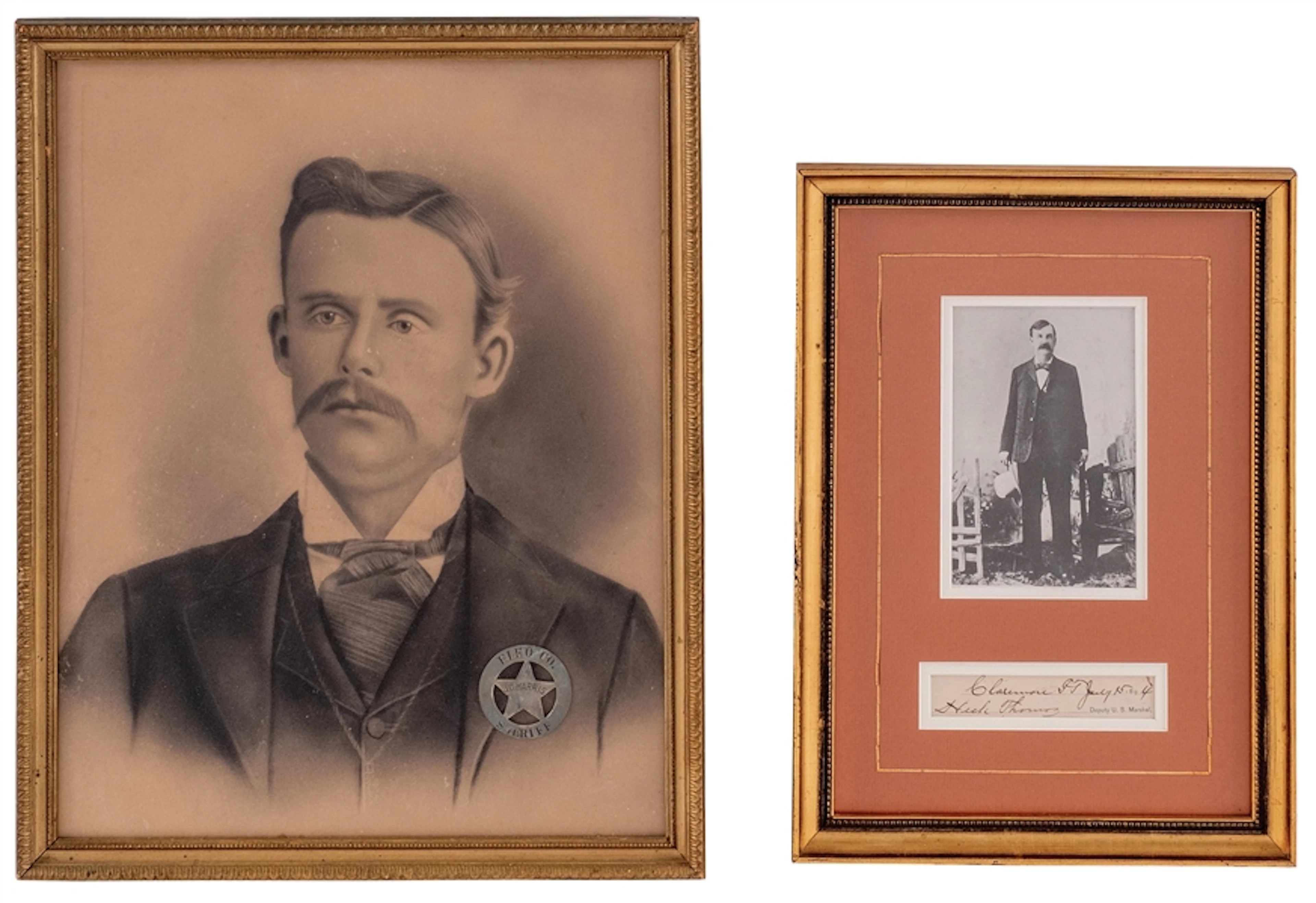 LOT OF 2: HECK THOMAS AND J.C. HARRIS FRAMED PORTRAITS