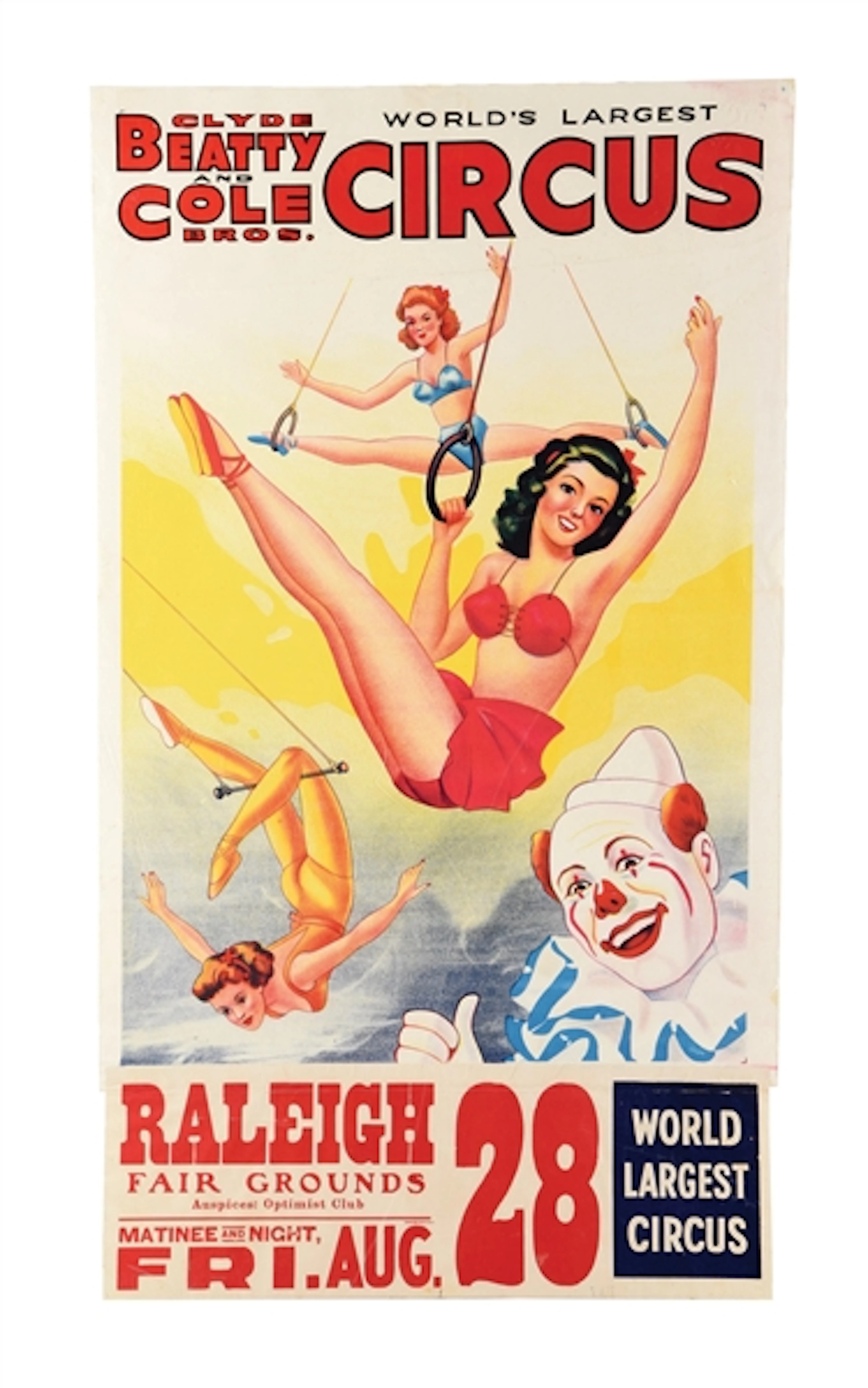 CLYDE BEATTY & COLE BROS. WORLD'S LARGEST CIRCUS PAPER LITHOGRAPH