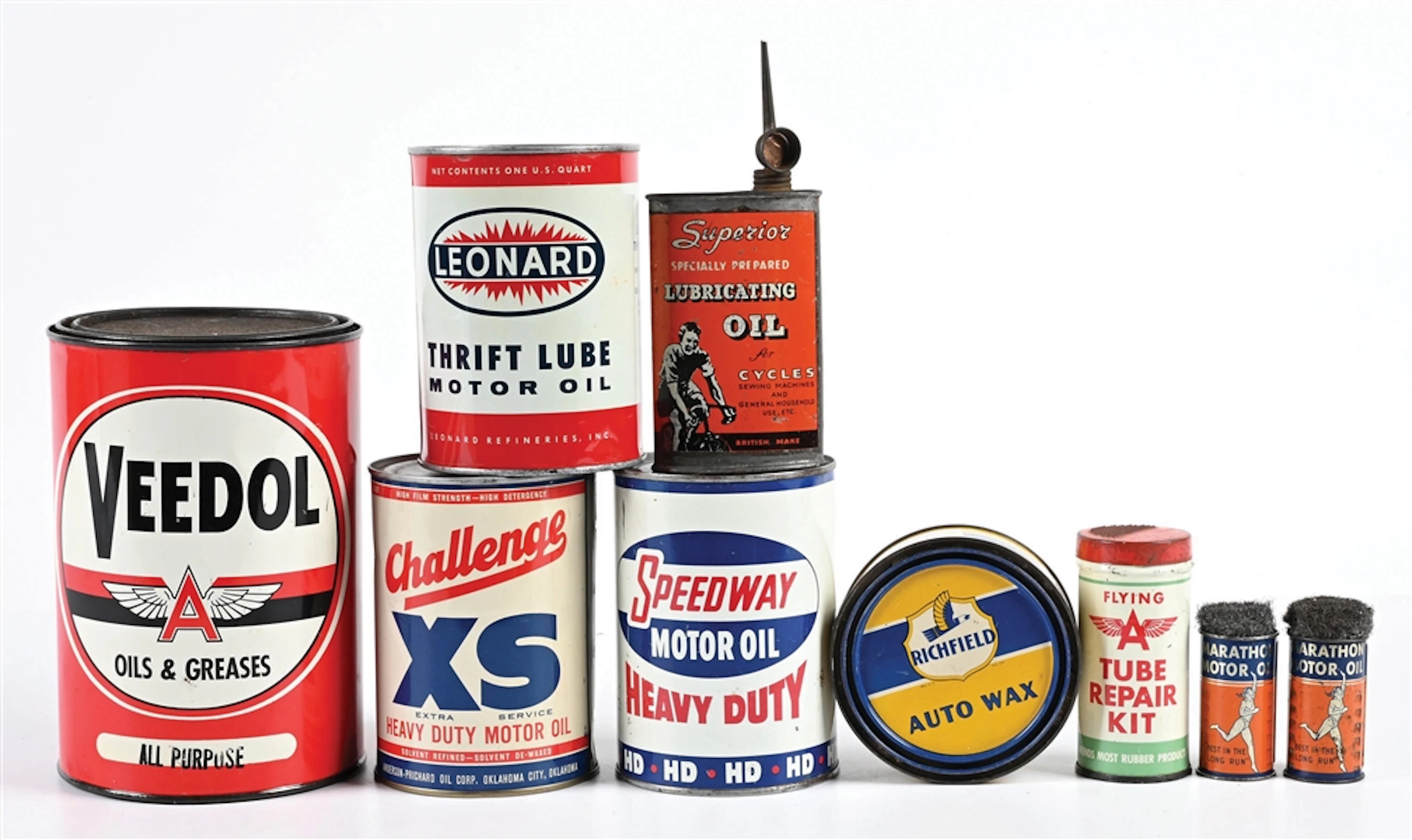 COLLECTION OF 9: VARIOUS MOTOR OIL, GREASE, WAX & POLISH CANS
