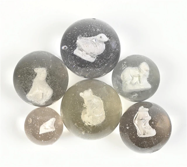 LOT OF 6: SULPHIDE MARBLES