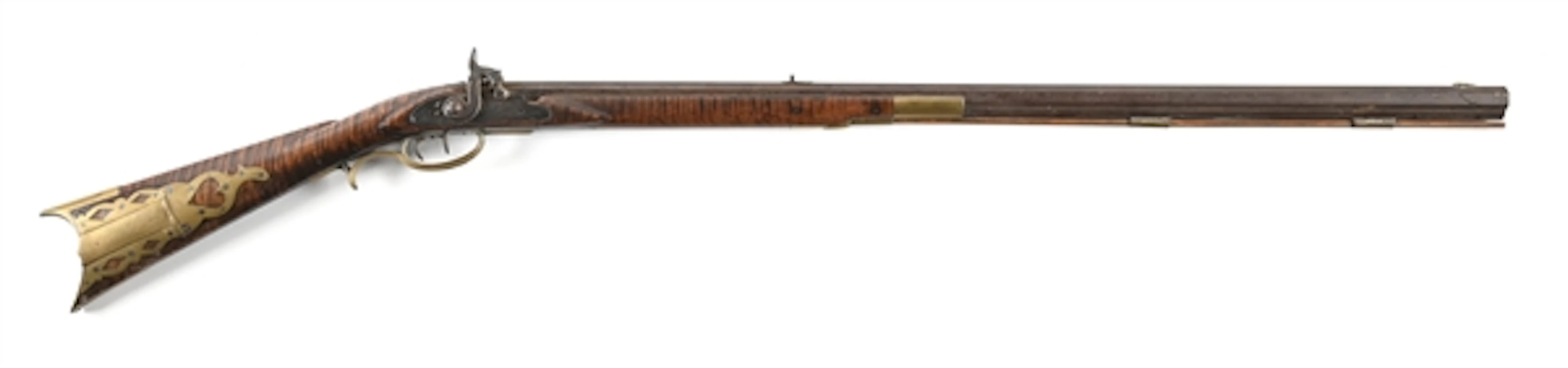 (A) MID-19TH CENTURY HALF STOCK PERCUSSION KENTUCKY RIFLE.