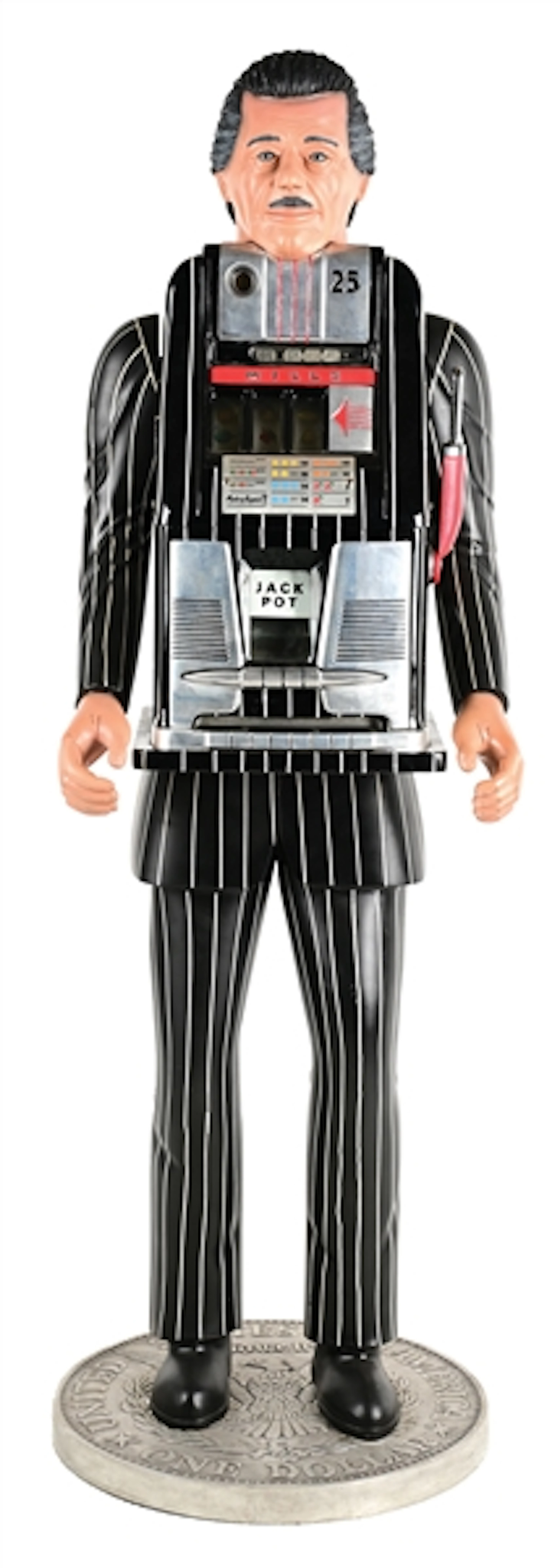 25¢ MILLS NOVELTY CO. LIFE-SIZE MOBSTER WITH MILLS HI-TOP SLOT MACHINE