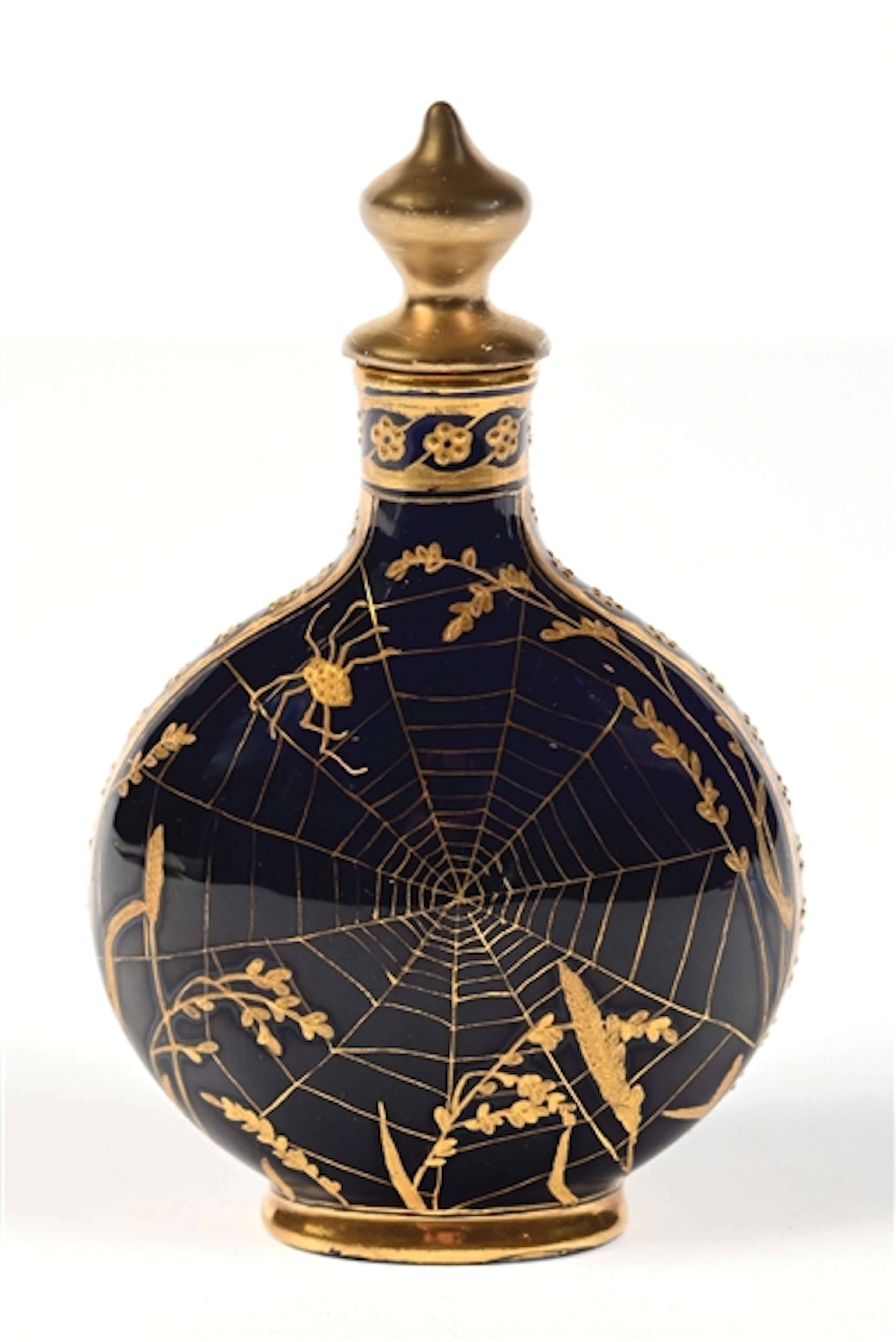 COALPORT PERFUME BOTTLE WITH SPIDER WEB MOTIF