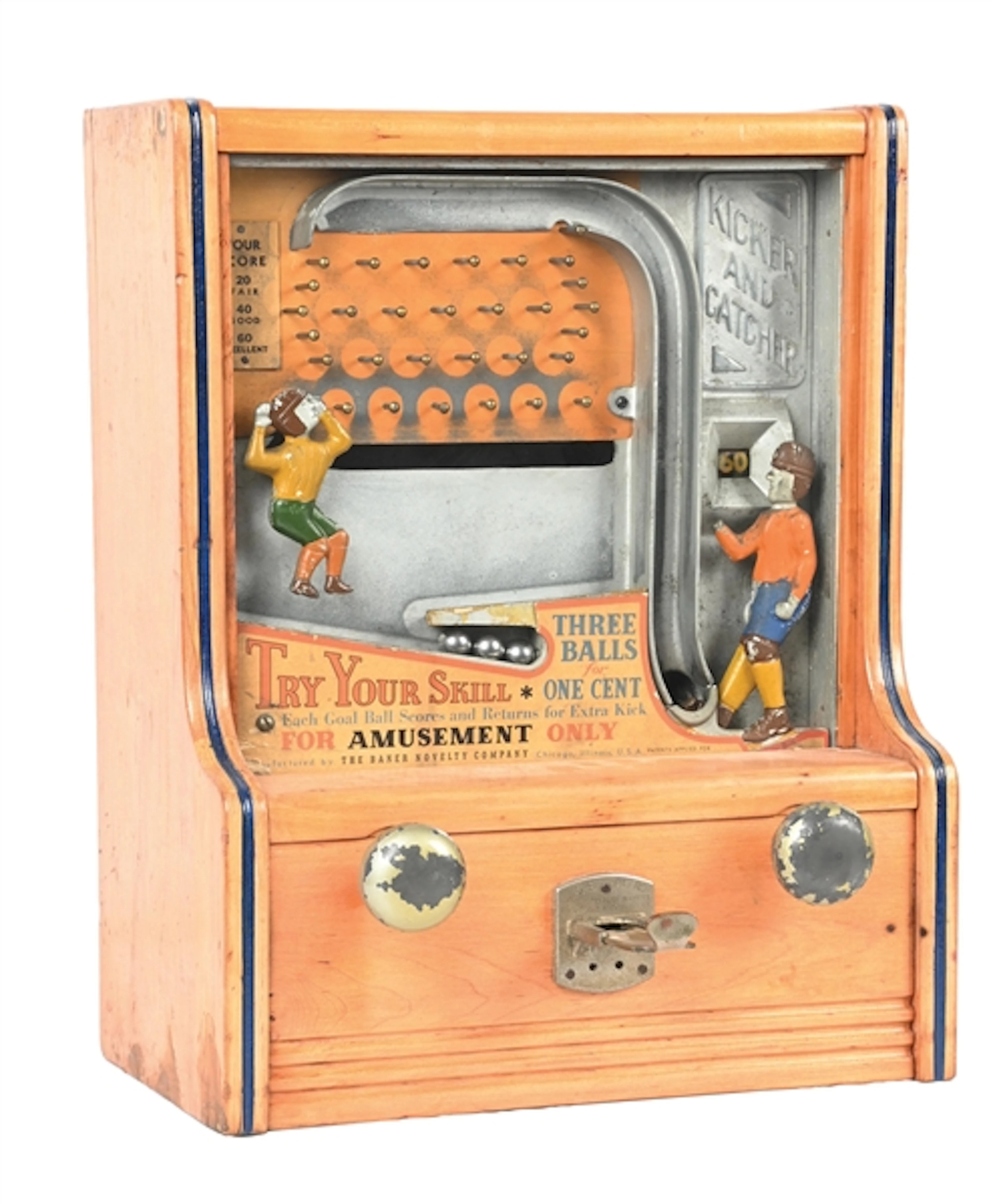 1¢ BAKER NOVELTY CO. KICKER & CATCHER ARCADE GAME