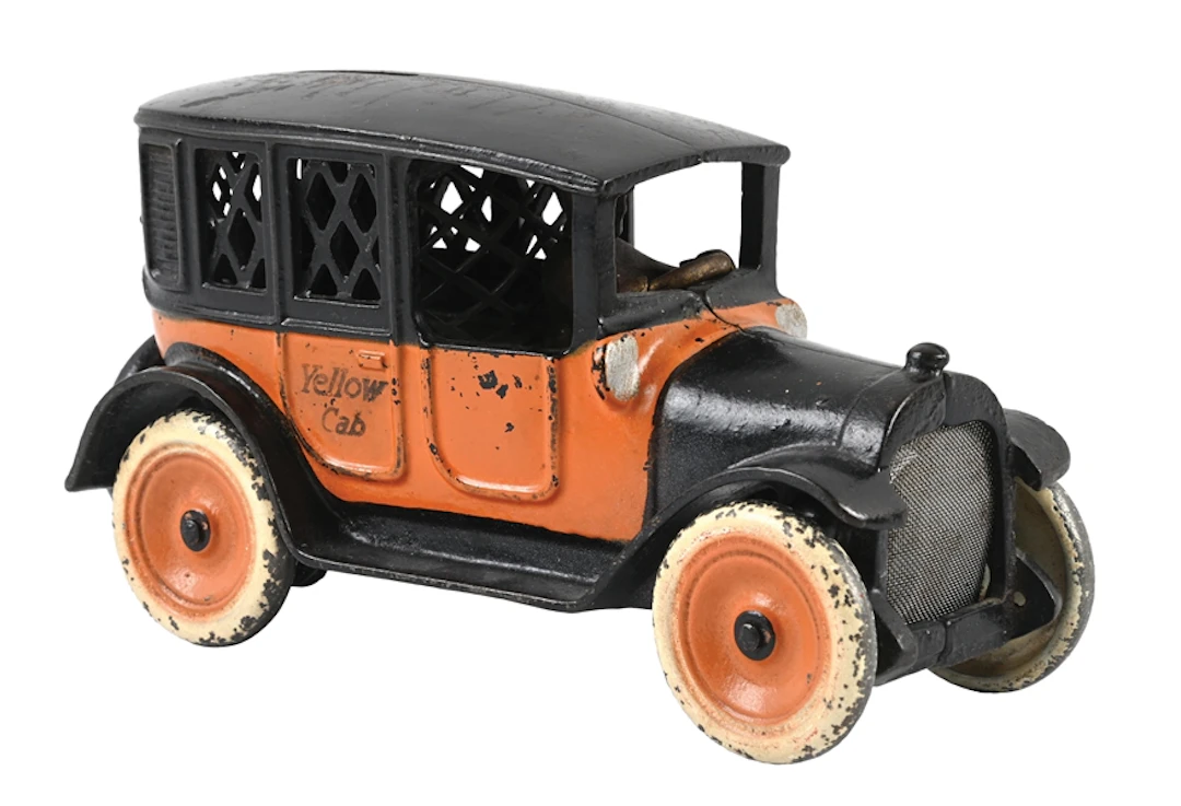 ARCADE MFG. CO. CAST IRON YELLOW TAXI CAB BANK