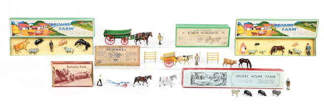 LOT OF 6: W. BRITAINS MODEL HOME FARM SETS IN BOXES