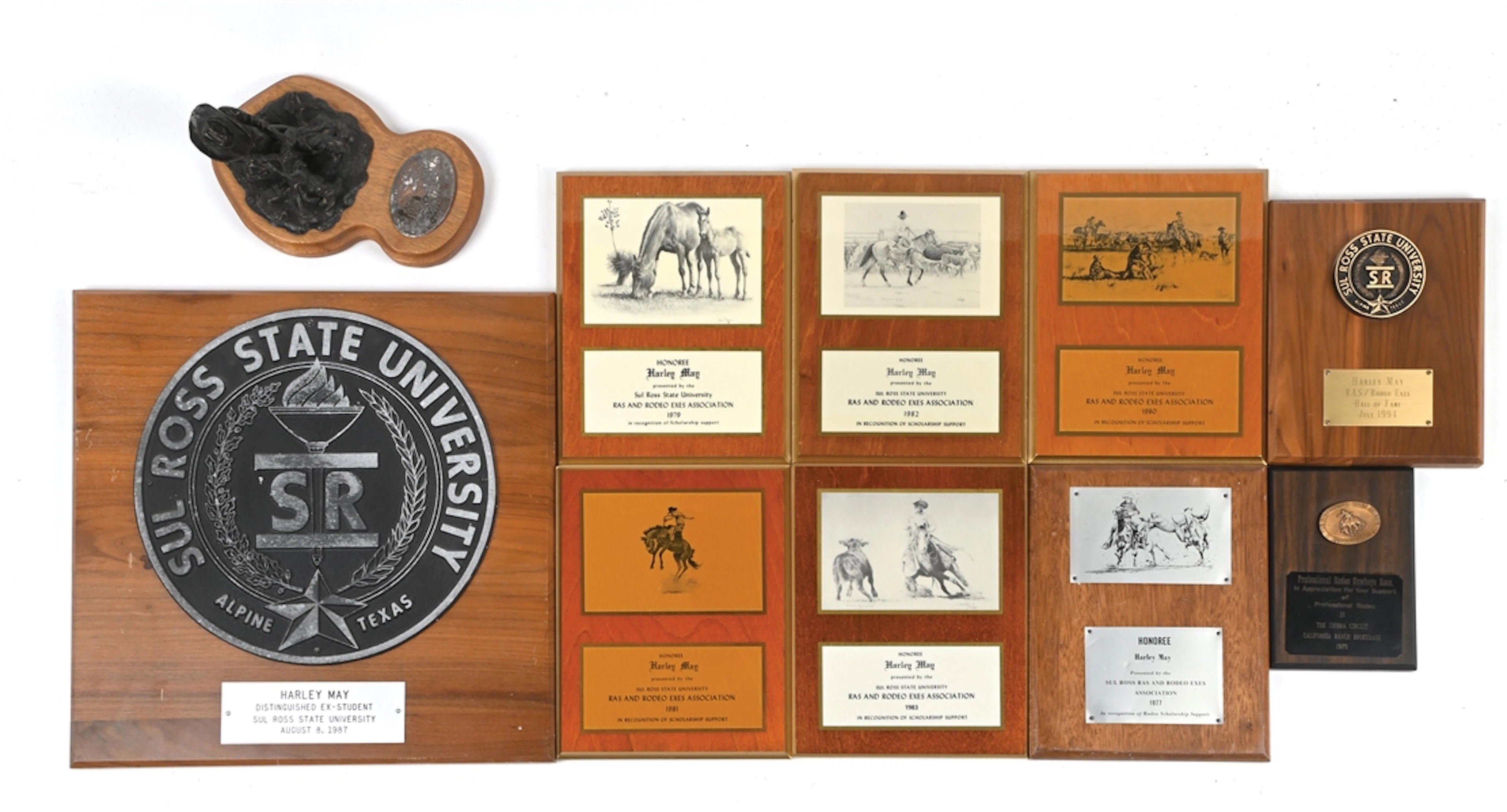 LOT OF 10: HARLEY MAY ASSORTED APPRECIATION TROPHYS