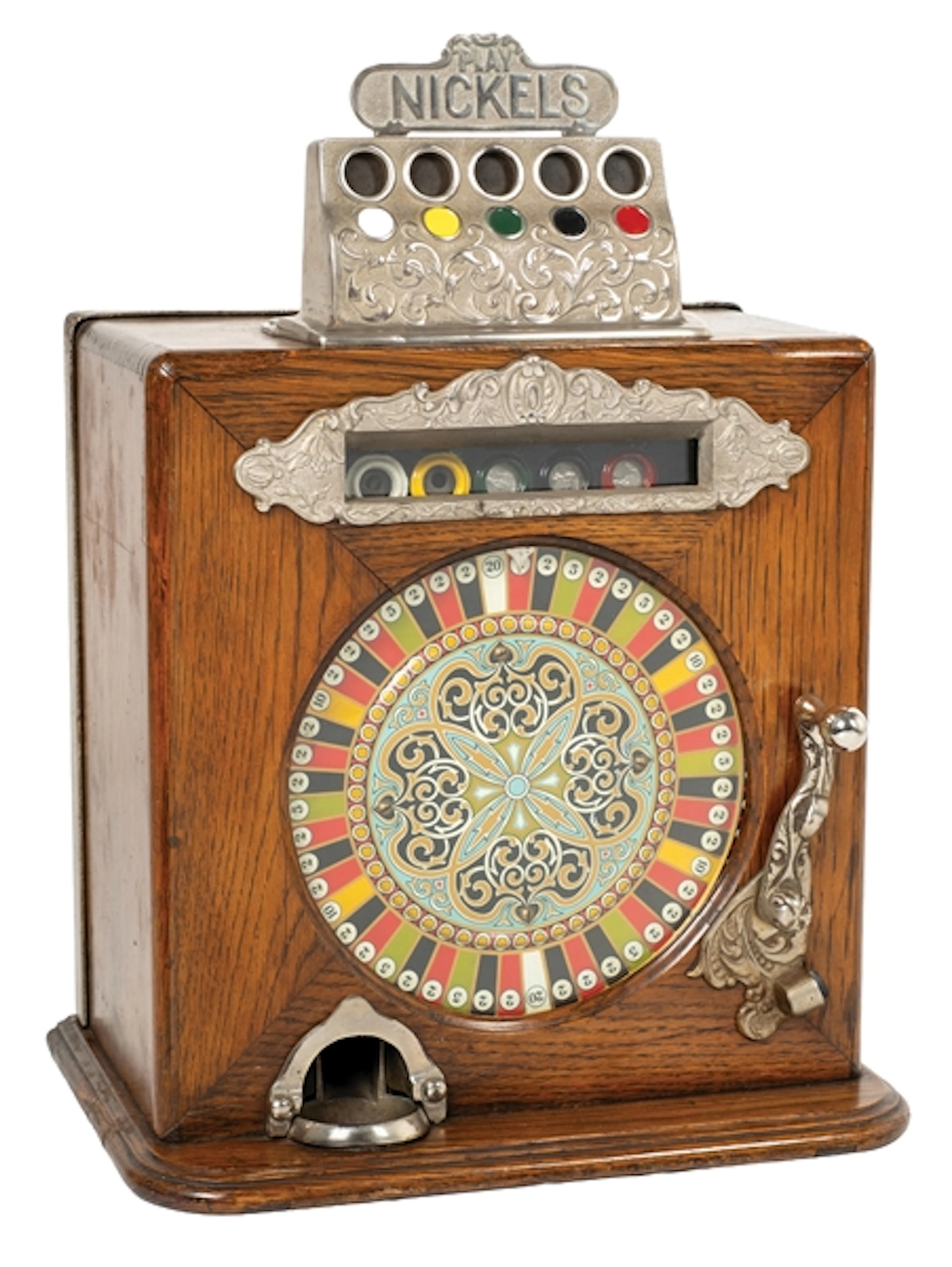 5¢ CAILLE BROS. BEN-HUR SINGLE WHEEL SLOT MACHINE