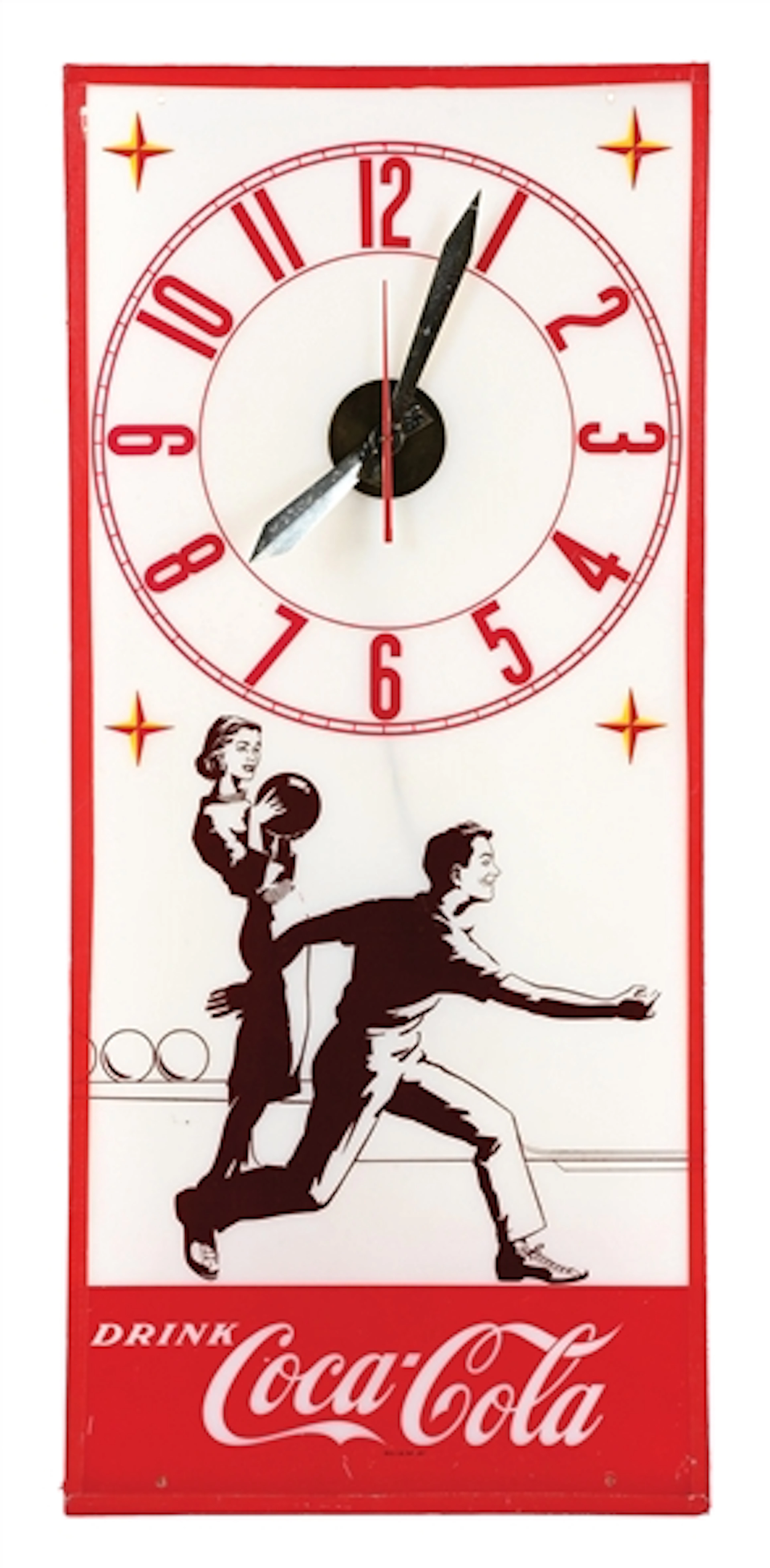COCA-COLA CLOCK WITH BOWLING TEAM GRAPHIC
