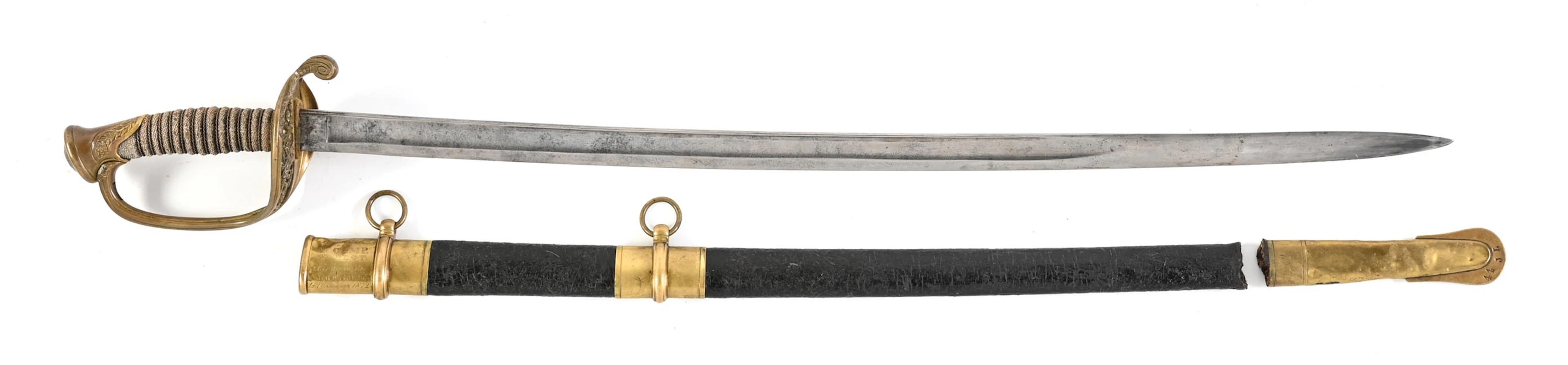 US M1850 FOOT OFFICER SWORD WITH INDIAN WARS PRESENTATION.
