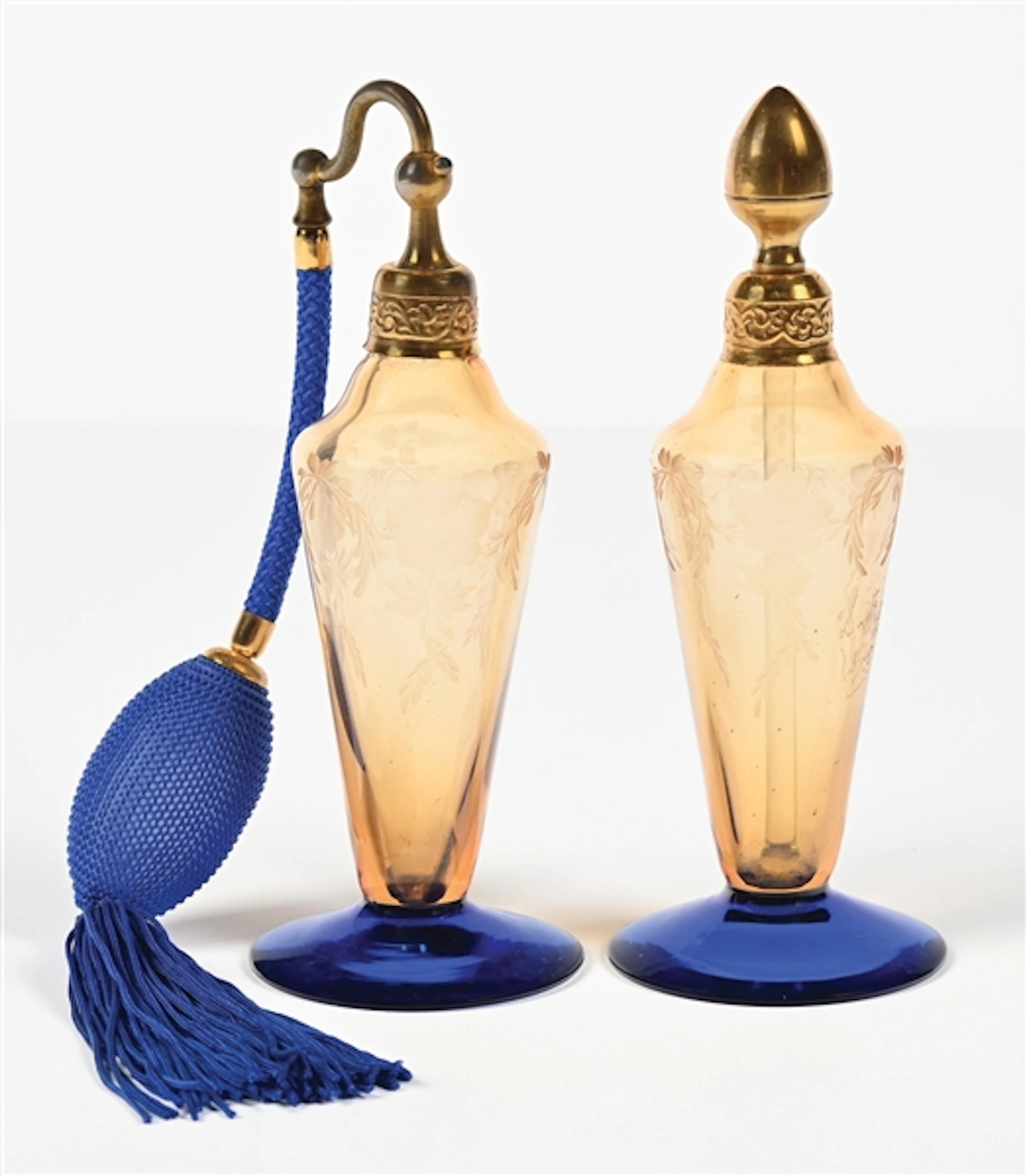 LOT OF 2: DEVILBISS AMBER BODY WITH BLUE BASE PERFUMES