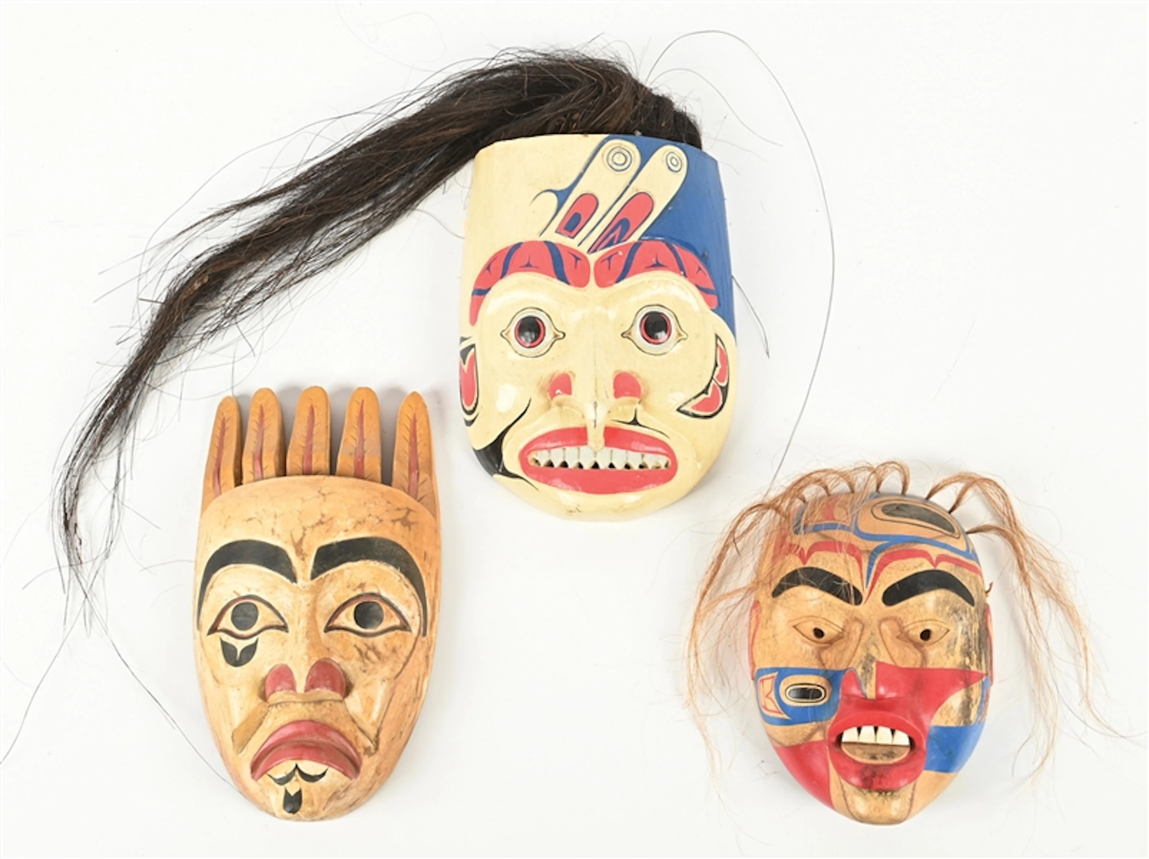 LOT OF 3: NORTHWEST-STYLE WOODEN MASKS