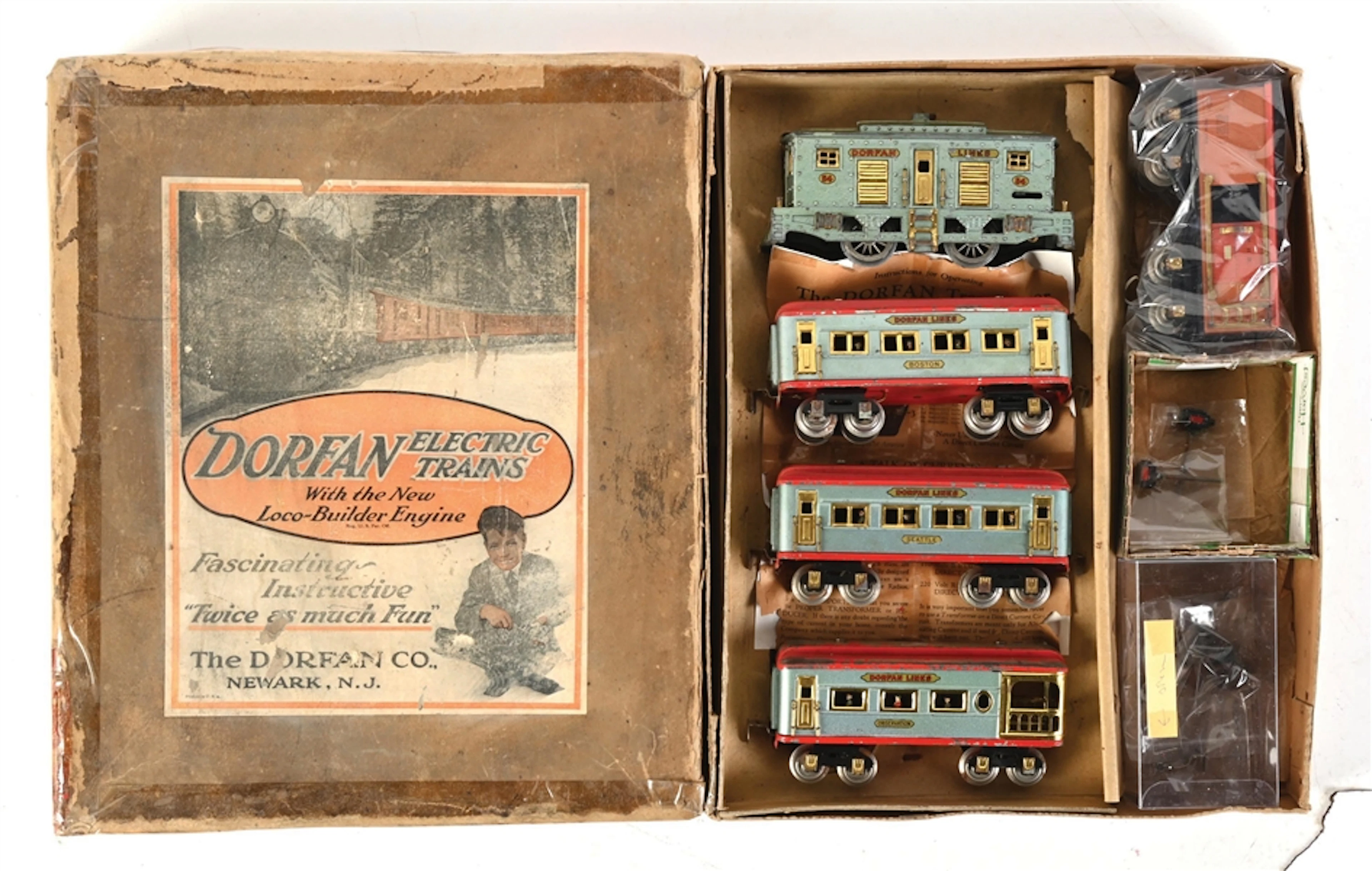 DORFAN PREWAR O. GAUGE ARROW PASSENGER SET WITH ORIGINAL BOX